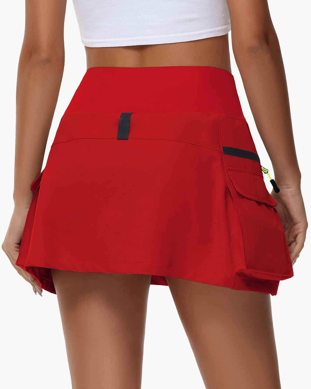 14" Women's Hiking Cargo Skorts Skirts Golf High Waisted Dressy Casual with Zipper Pockets Quick Dry Athletic Skort Red - Image 2