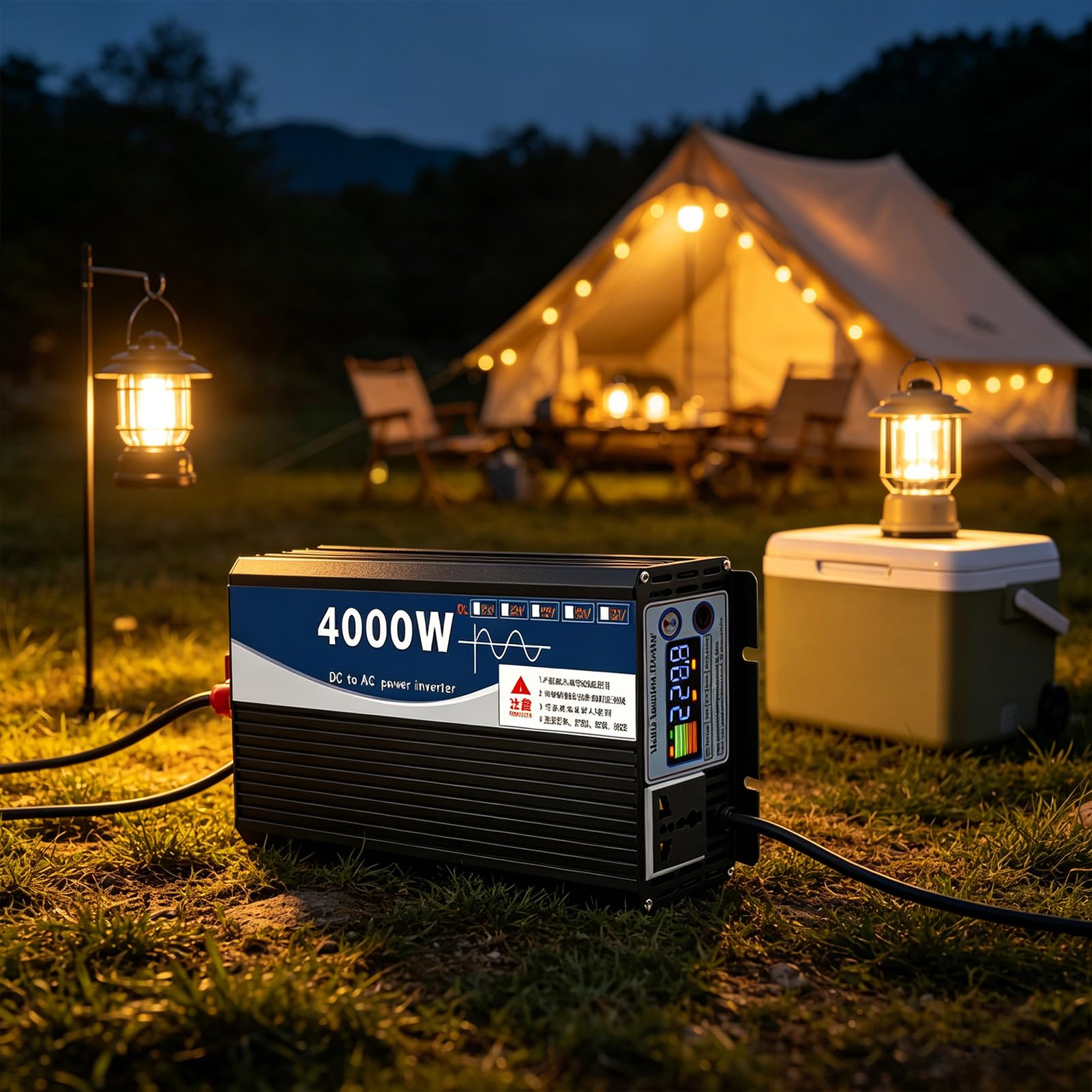 Inversor Convertidor Onda Sinusoidal Pura de 4000W 12V 24V 48V 60V 72V CC a 120V 230V CA, Inversor Alta Eficiencia, Inversor Energía Solar Fuera Red para el Hogar, Vehículos Recreati(Size:12v to 110v)