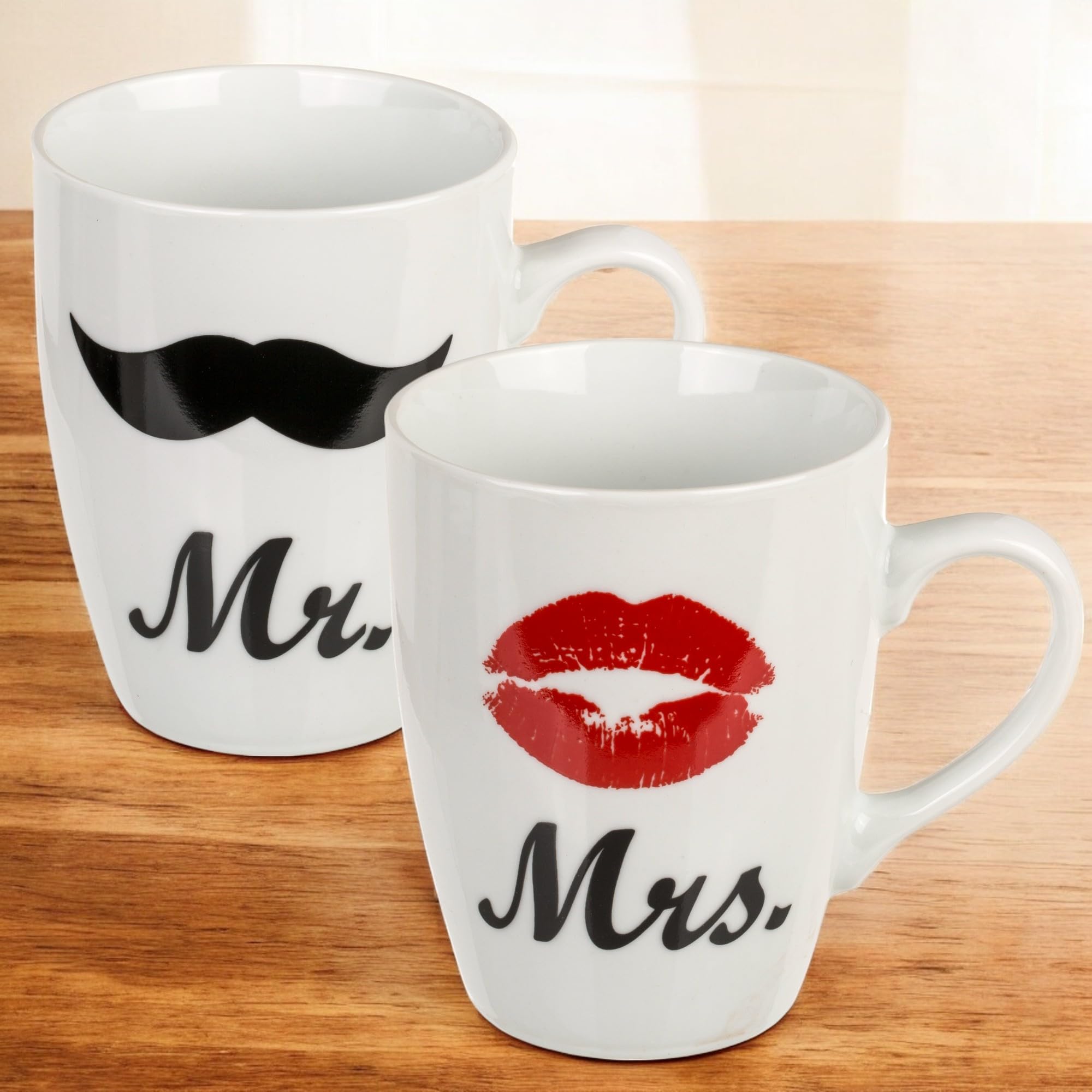 MIJOMA Mr. & Mrs. - Set di 2 tazze da caffè di alta qualità, design moderno, regalo perfetto per coppie, matrimoni, feste di casa, 300 ml, adatti al microonde e alla lavastoviglie