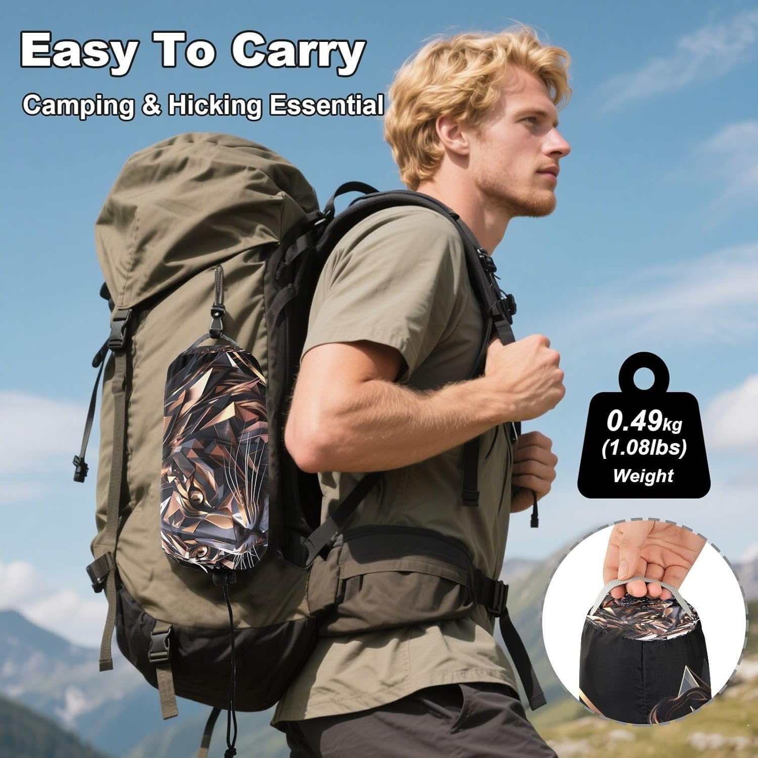 ALAZA Lion Cyberpunk Camping Hammocks Single or 2 Person 500 lbs Portable Parachute Travel Hammock w/Tree Straps for Hiking Backpacking Indoor Outdoor