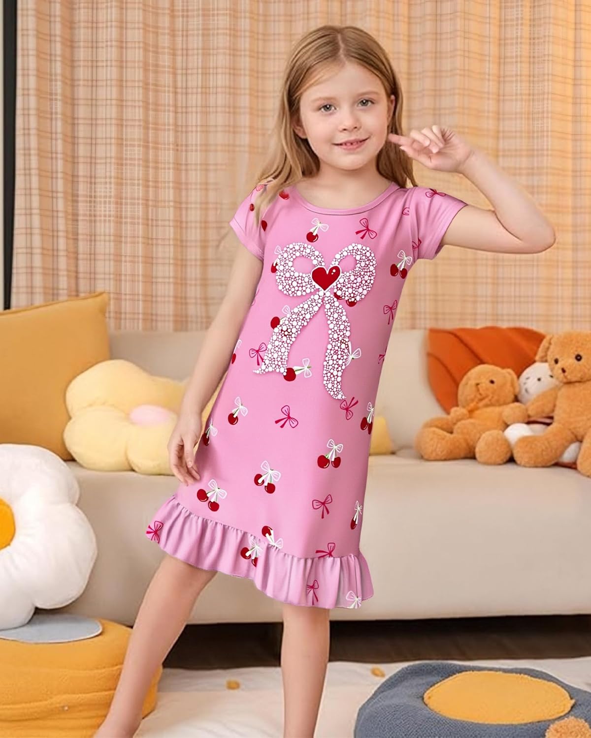 LQSZ Girls Nightgown Casual Dress Sleepwear 3-10 Years Pajamas Nightgowns for Little Girls - Image 2