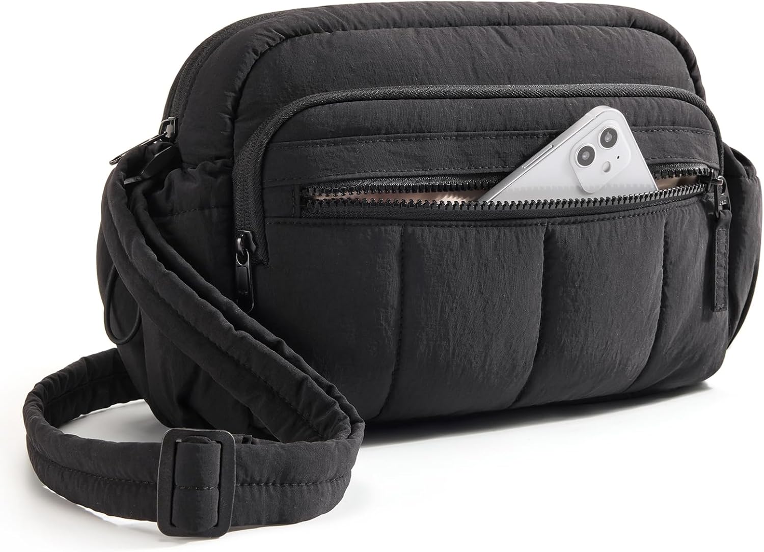 BAGSMART Anti Theft Crossbody Bags for Women Travel Purse, Medium Quilted Puffy cross body bag, Handbags Shoulder Purses, Black-medium