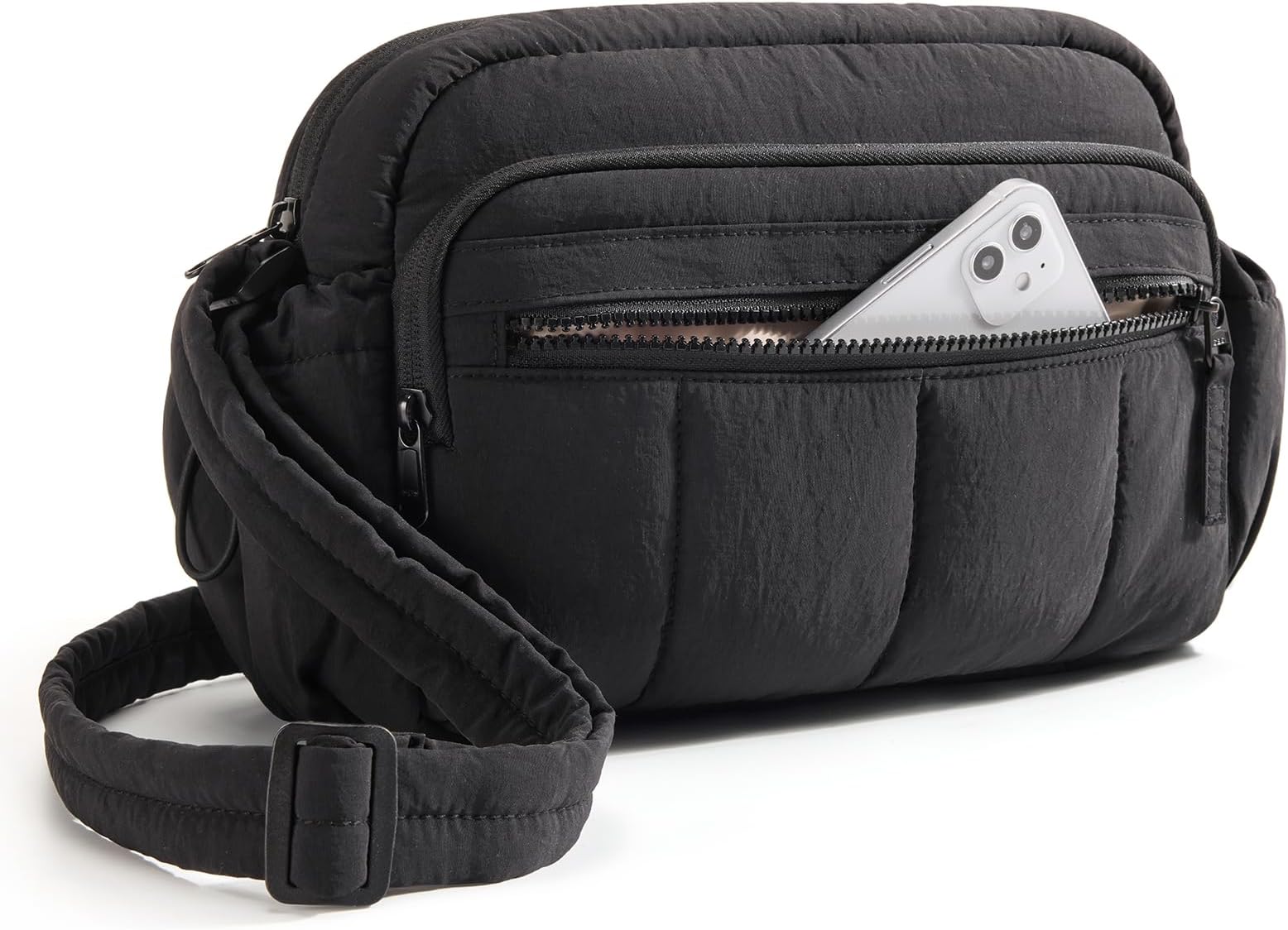 BAGSMART Anti Theft Crossbody Bags for Women Travel Purse, Medium Quilted Puffy cross body bag, Handbags Shoulder Purses, Black-medium