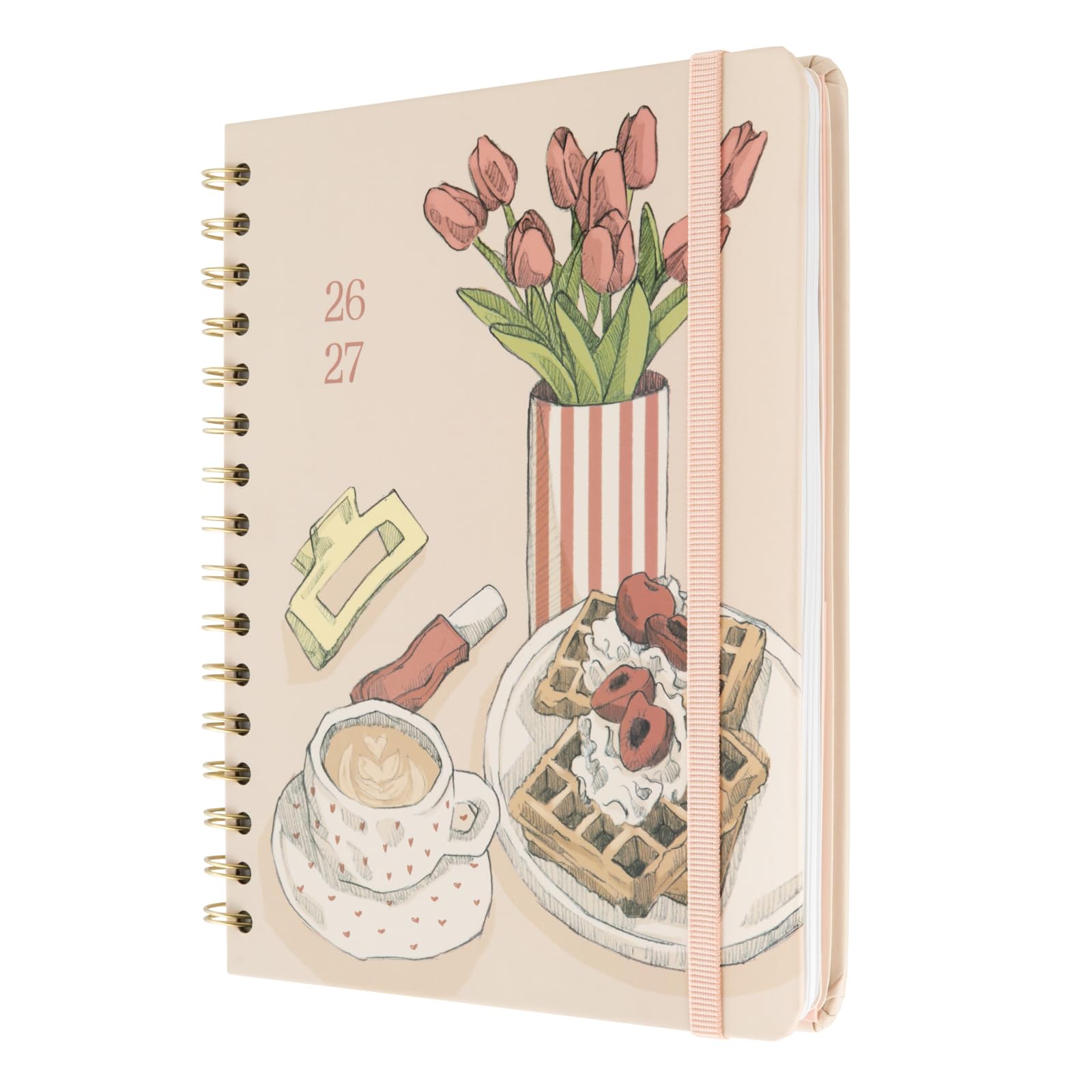 Kokonote Academic Diary 2026-2027 Week to View - Latte Blossom Planner