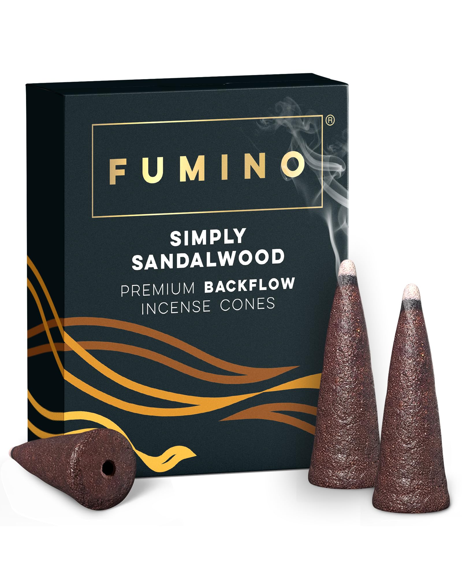 Fumino Black Fumino® Simply Sandalwood Fresh Backflow Incense Cones 15 Per Box Masala Agarbatti Joss Scent Fragrance For Relaxation And Meditation, Home And House Décor