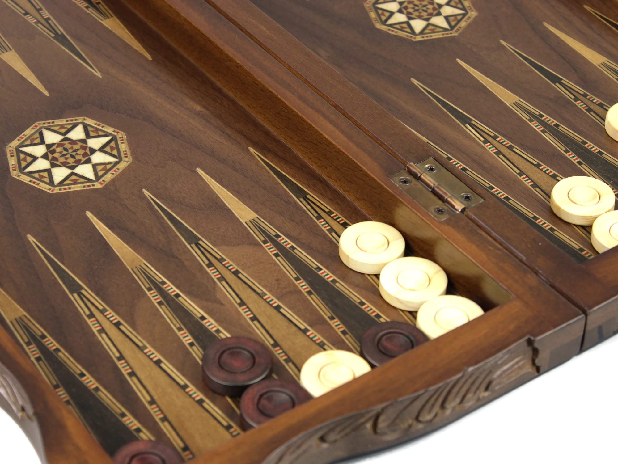 Helena Backgammon Set in noce intagliato 20 pollici