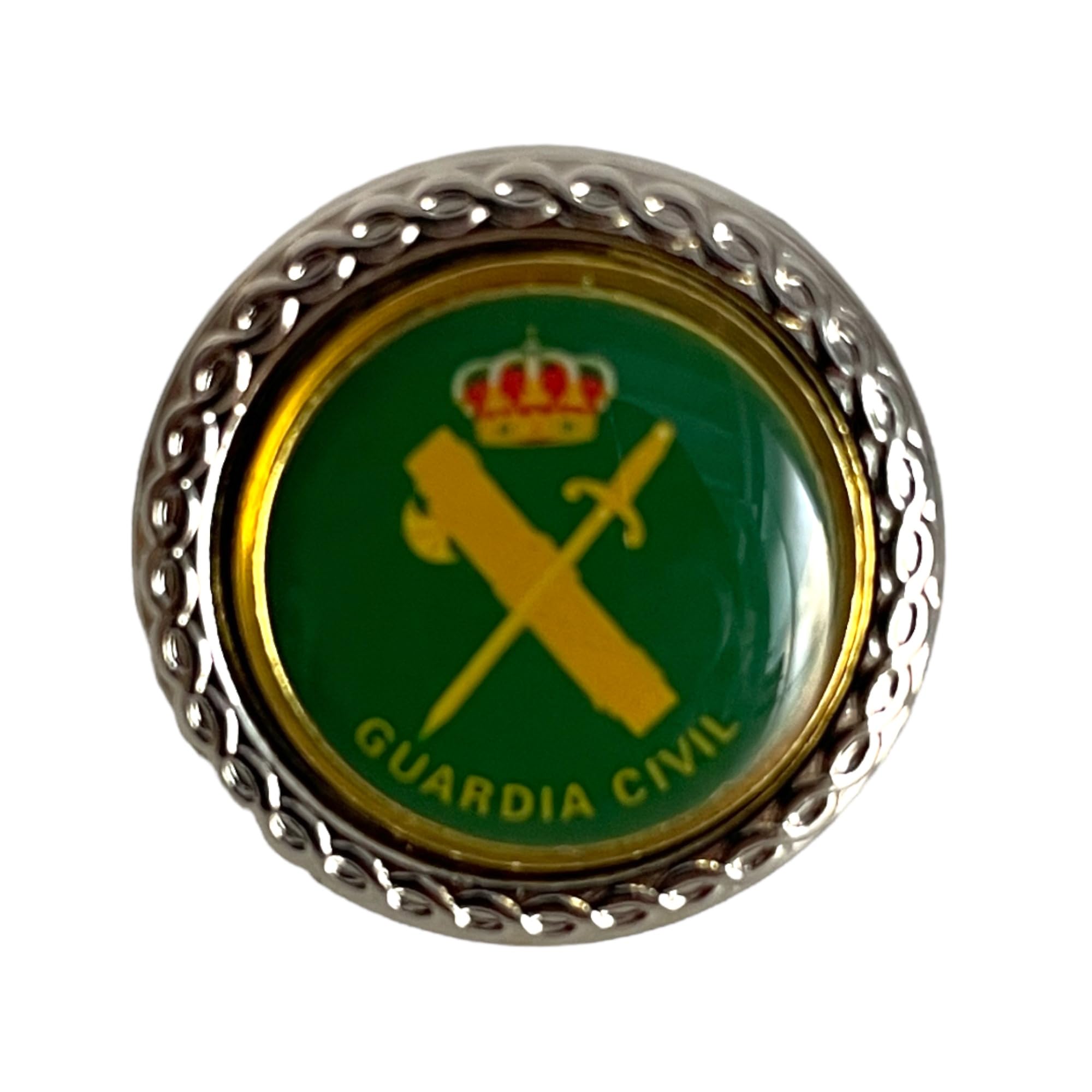 Emblema Guardia Civil España Gota Relieve Zinc Cromado 20 mm
