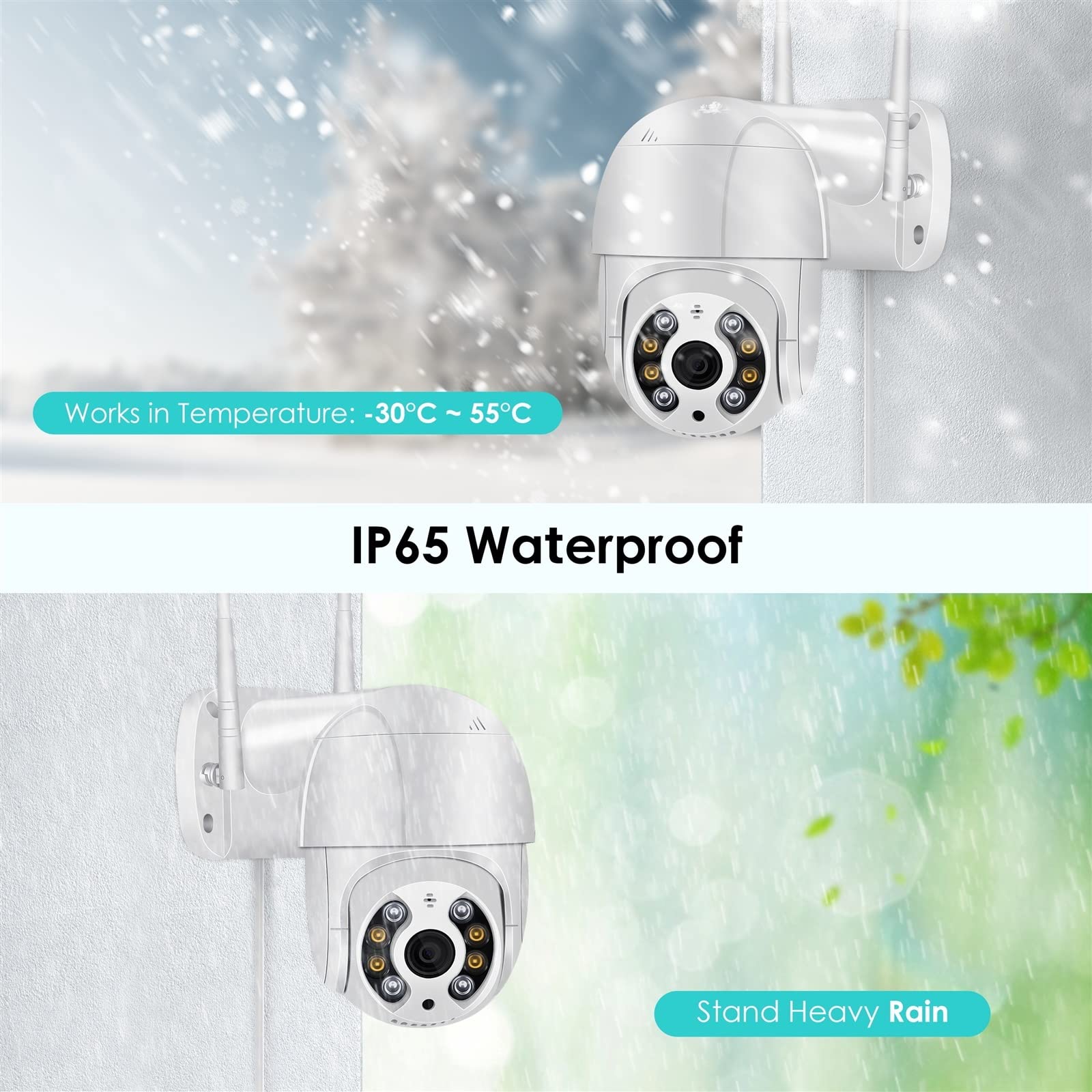 Kamera bezpieczeństwa, 2MP 5MP 4K bezprzewodowa kamera PTZ HD 1080P kolorowa noktowizor IP zewnętrzna H.265 Ai automatyczne śledzenie CCTV monitorująca(2MP Add 32GB Card)