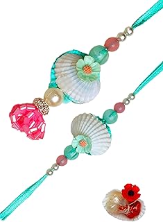 Bhaiya Bhabhi Rakhi Set of 2 Rakhi For Brother and Bhabhi Rakhi Lumba set Couple Pair Designer Rakhi Thread for Raksha Bandhan gift Set Rakhi Bracelet with Roli Chawal Tilak Tika Gifts Pack for Brother Sister Indian Festival