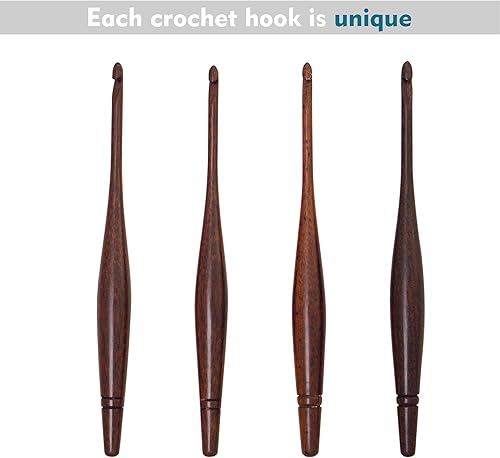 Miniatura 6 de Ommi - Ganchos de ganchillo con mango ergonómico, gancho de ganchillo de madera Narrapi hecho a mano de 7 pulgadas, aguja de tejer, tejido de hilo