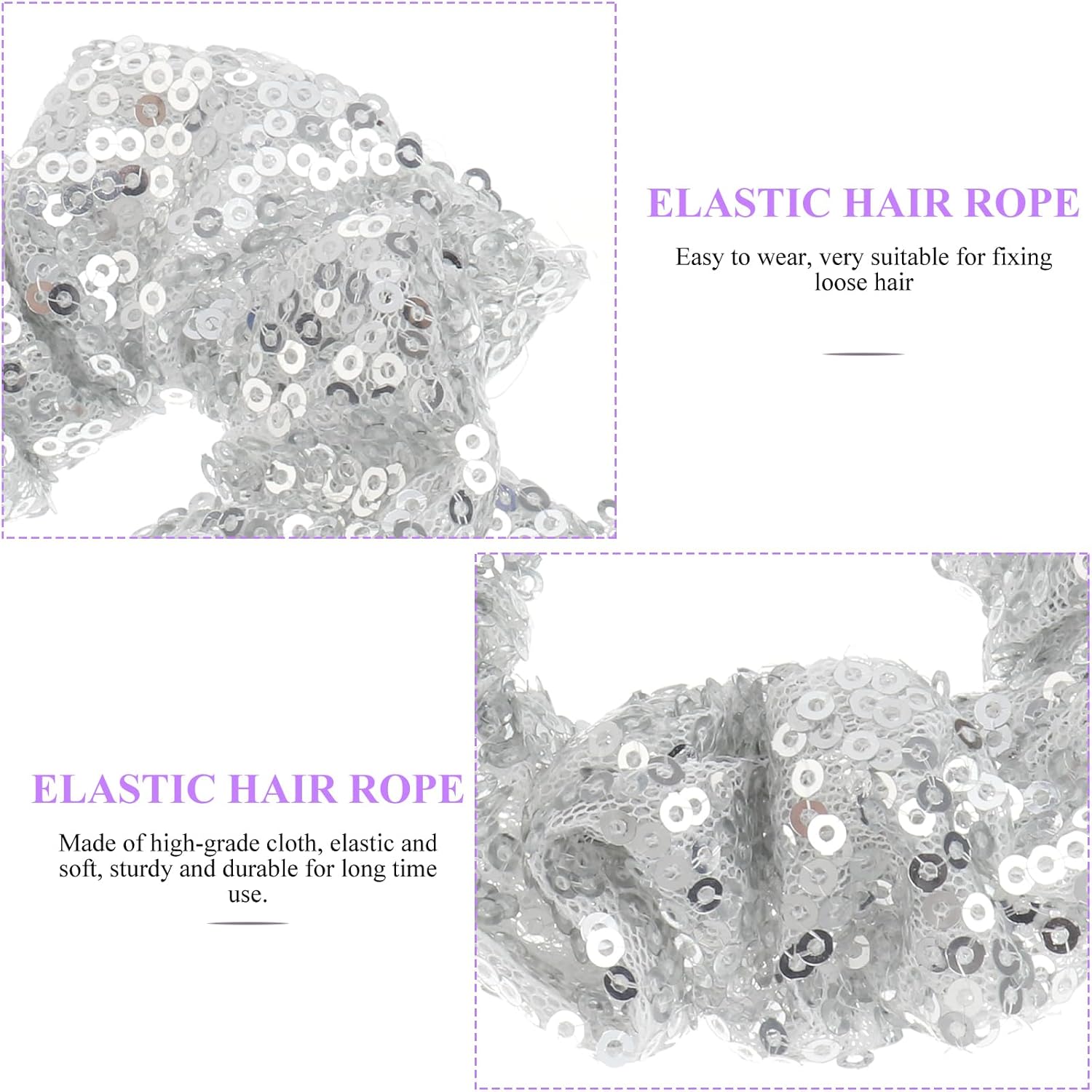 2PCS Sequin Hair Scrunchies Glitter Sequins Christmas Hair Scrunchies Hair Bobbles for Women Girls - Image 7