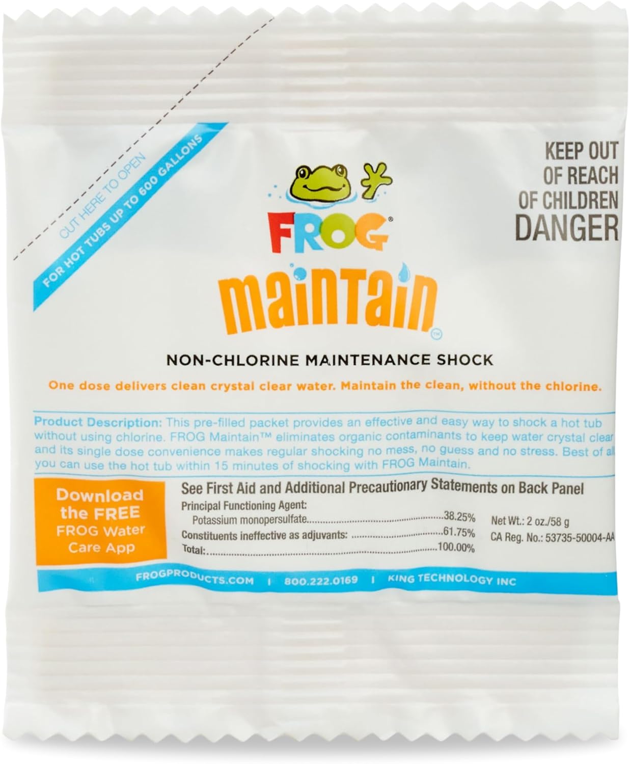 FROG Maintain for Hot Tubs - Non-Chlorine Shock for use with All Hot Tub FROG Sanitizing Systems - Single Dose Packets for Easy Hot Tub Maintenance & Treatment - 1 Pack