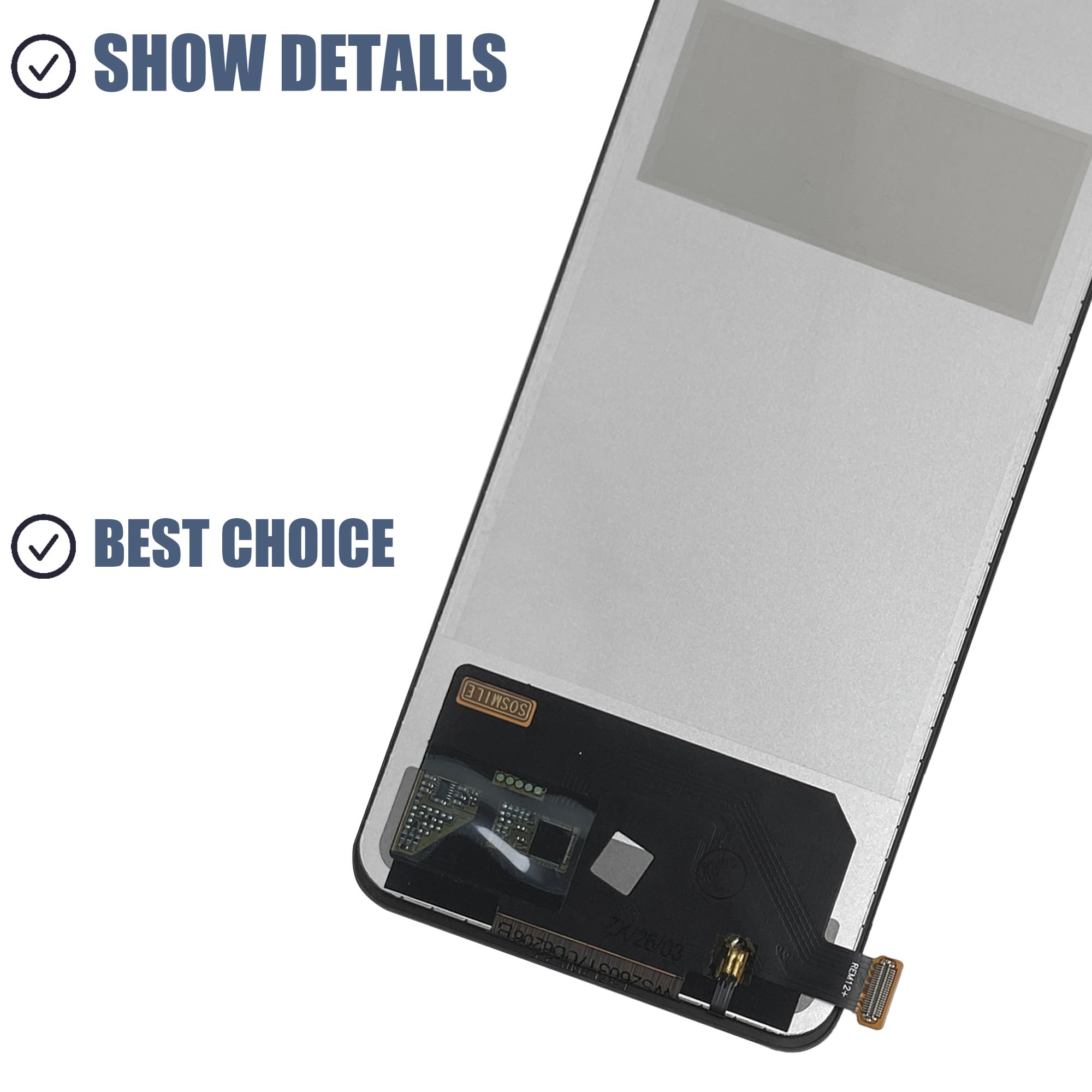 Compatible con Real-me 12 Pro 5G (Real-me 12 Pro +5G) RMX3842TFT Reemplazo para pantalla táctil, digitalizador y pantalla LCD [Sin función de huella digital] Con kit de reparación