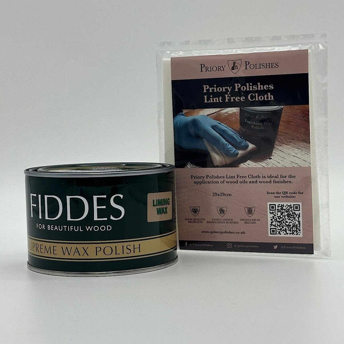 Priory Polishes White Fiddes Supreme Liming Wax - 400Ml + Free Priory Polishes© Lint Free Cloth