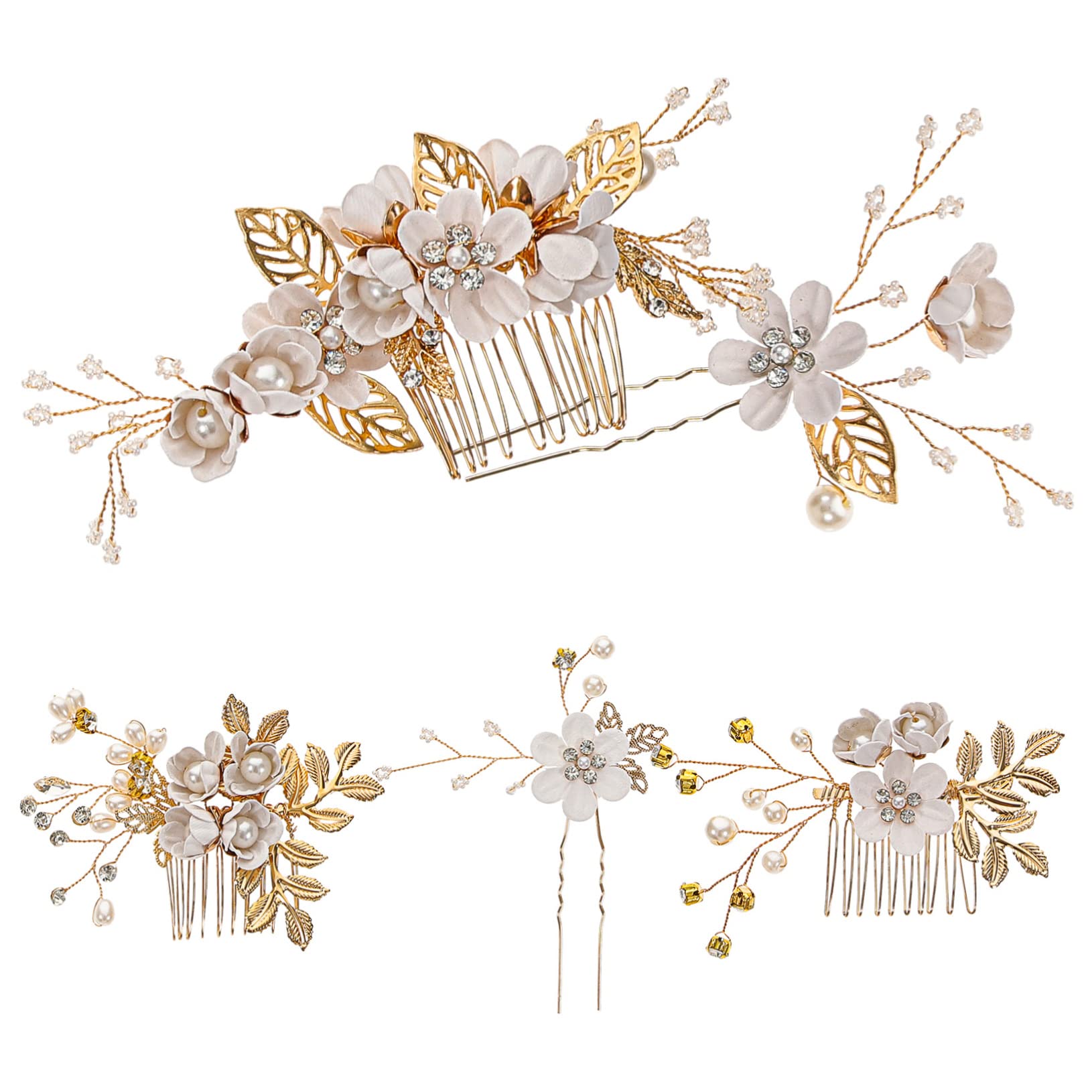 MAGICLULU 3 Sätze Kamm Abschlussball Haarspangen Kopfschmuck für Mädchen haarschmuck Haarnadel Tiara Haarklammer Mädchen Kopfbedeckungen für die Hochzeit Braut Haargabel die Blumen schmücken
