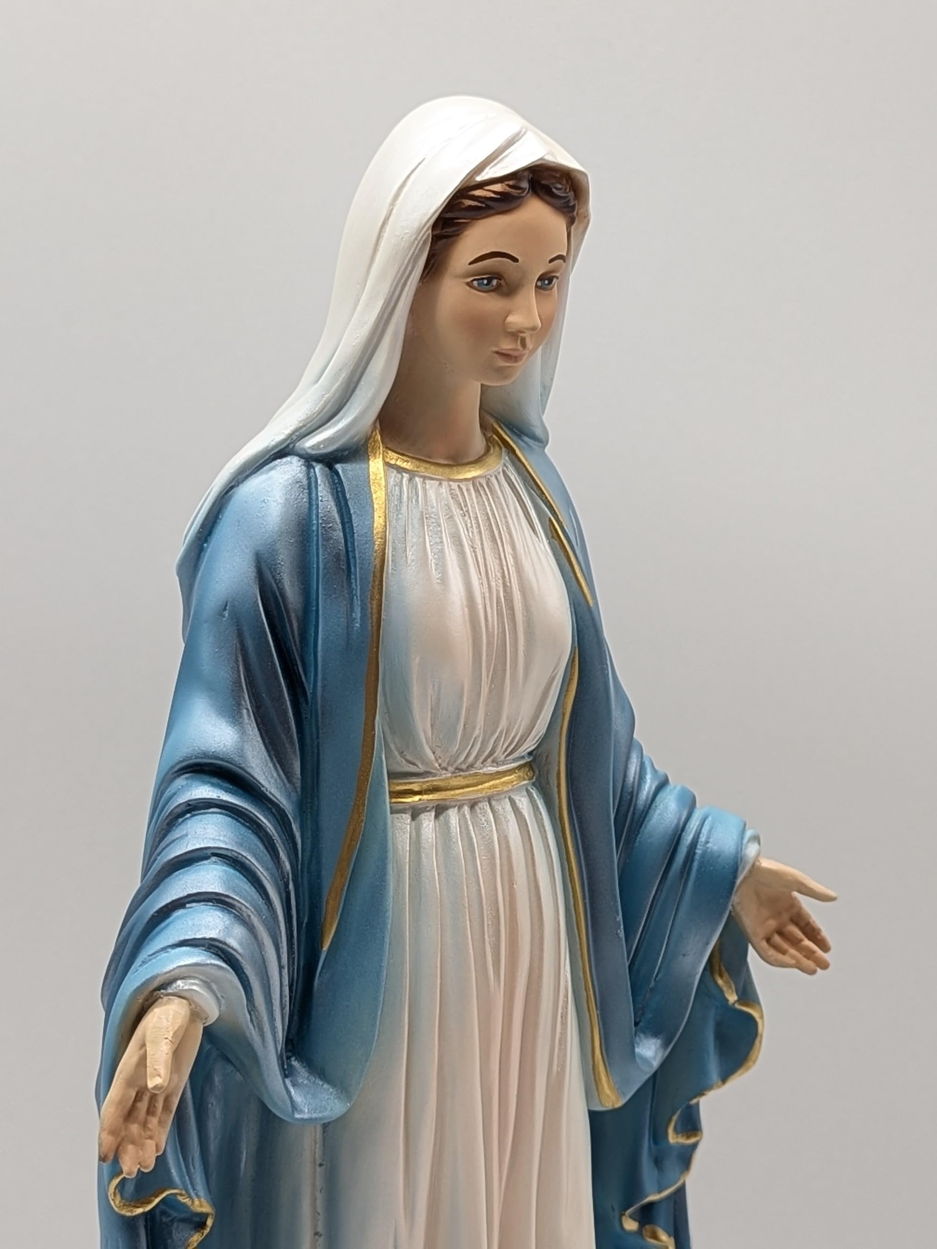 OVUNQUE PROTEGGIMI Statua Madonna Immacolata o Miracolosa in Resina, cm 40, perlata, per Interni ed Esterni, Statuetta della Madonnina Realizzata e Dipinta in Italia