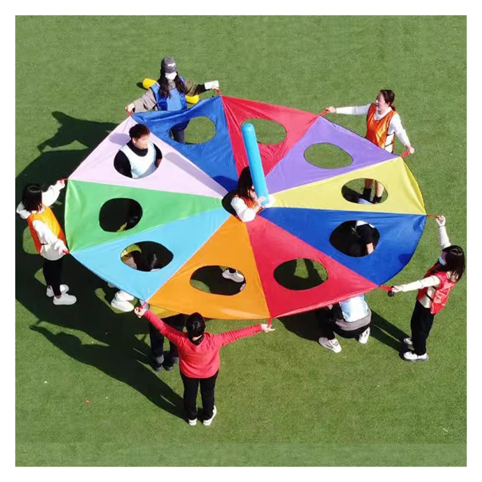 Bunt Fallschirm Spielen Sie Parachute Rainbow Outdoor-Spiele Lustiger Fallschirm for Zelt Kooperative Teambuilding-Aktivitäten Mehrfarbiges Spielzelt(2M Parachute)