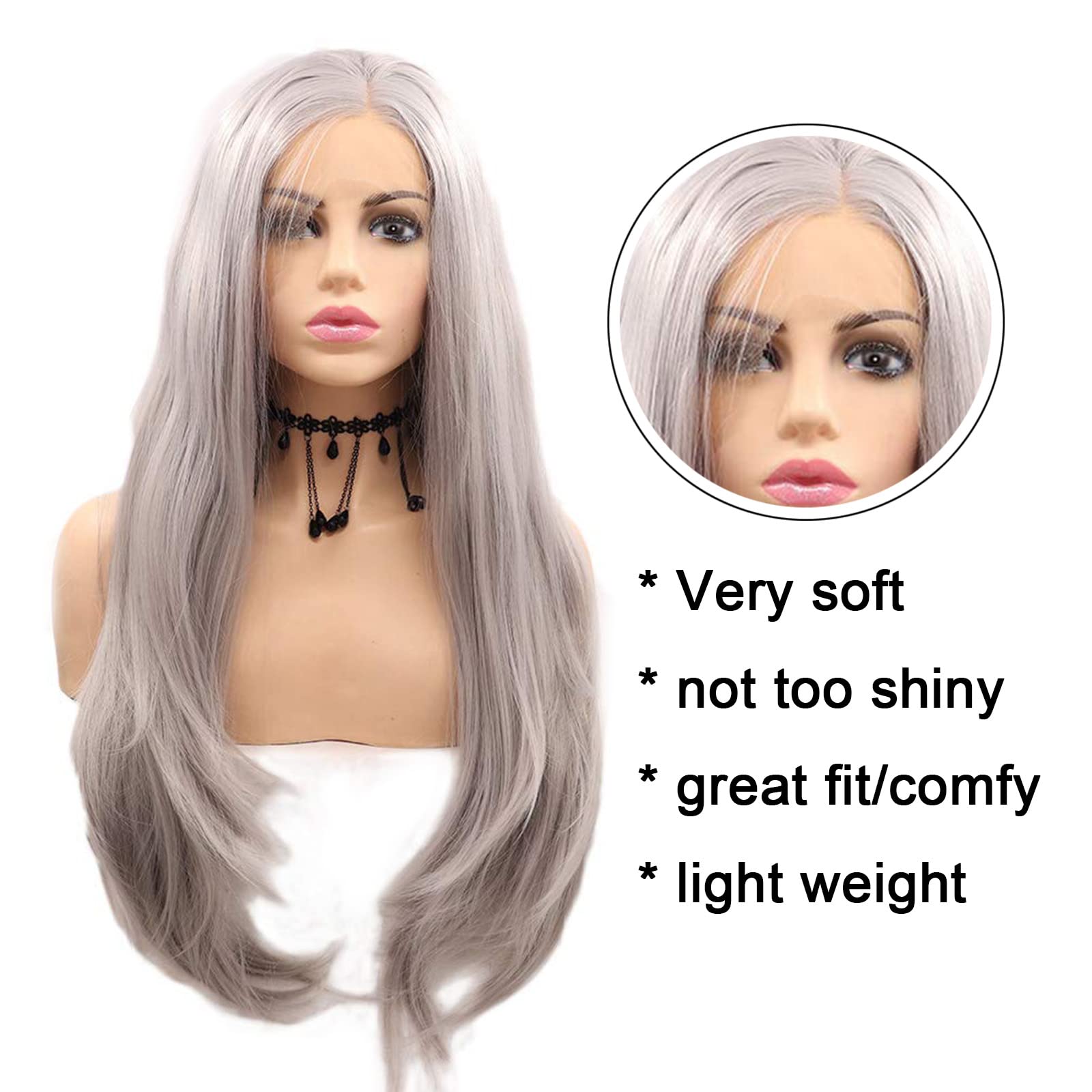 Amazon.com: AFBeauty Silver Grey Lace Front Wig Gray 