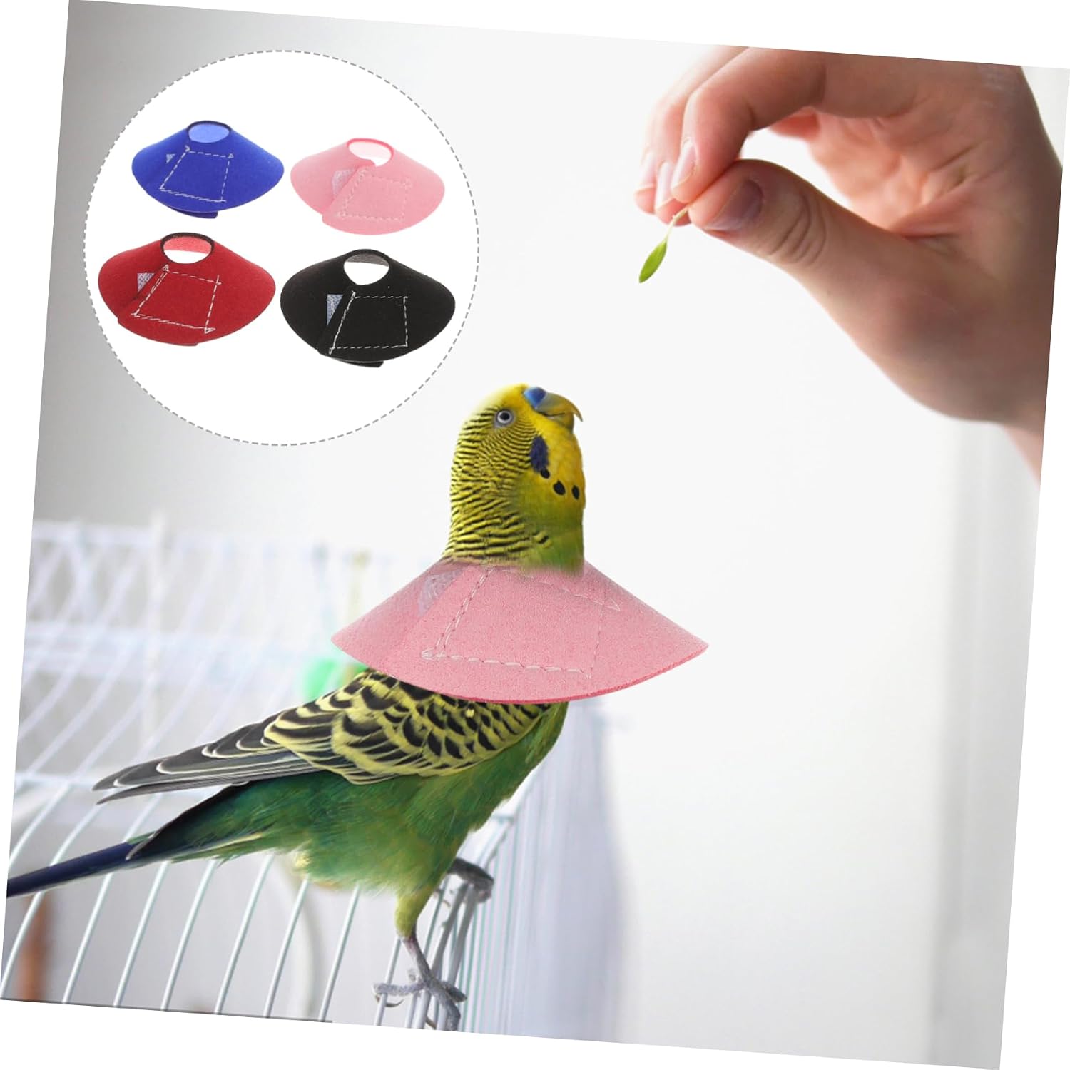 Parrot Bird Protective Recovery Collar Adjustable 4 Pack Polar Fleece | Anti Scratch Design, Prevents Licking and Biting, for Grooming and Wound Recovery, Includes Sticker