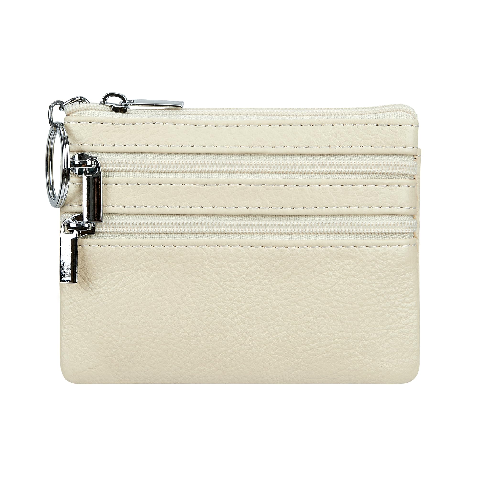 Women's Genuine Leather Coin Purse Mini Pouch Change Wallet with Keychain