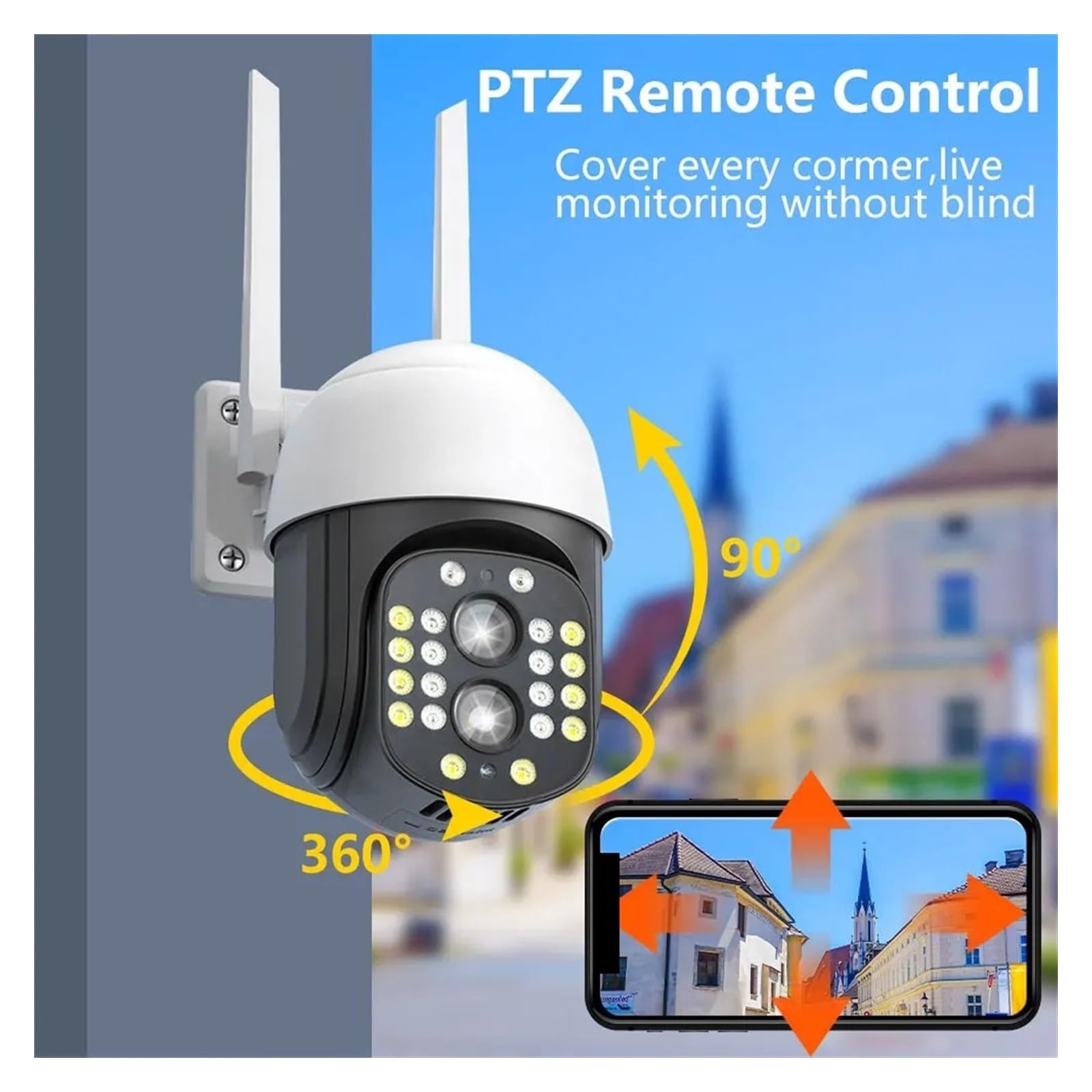 Telecamere di Sicurezza, Telecamera IP Esterna 4K 8MP con Zoom Ottico 10X, Doppia Lente, Telecamera di sorveglianza 4MP, Monitor di Sicurezza CCTV(8MP ADD 32G Card)