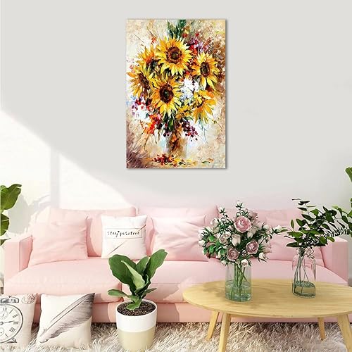 Miniatura 6 de Pinturas al óleo de girasoles estilo Van Gogh, impresiones en lienzo florales modernas, pósteres estéticos, ilustraciones de flores sobre lienzo,