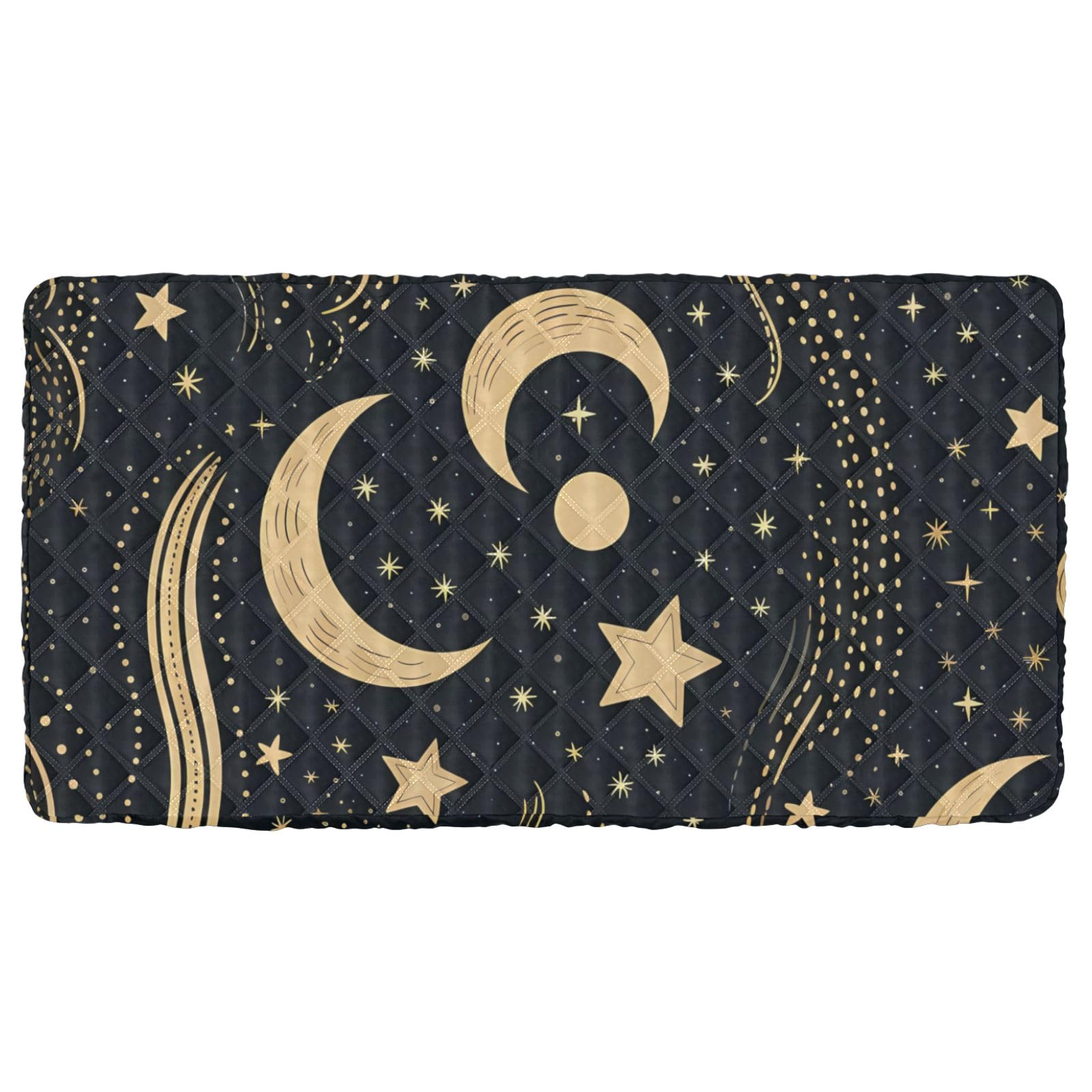 Portable Toddler Bed Sheet for Kids Moon and Stars Pattern Travel Bed Fitted Sheet