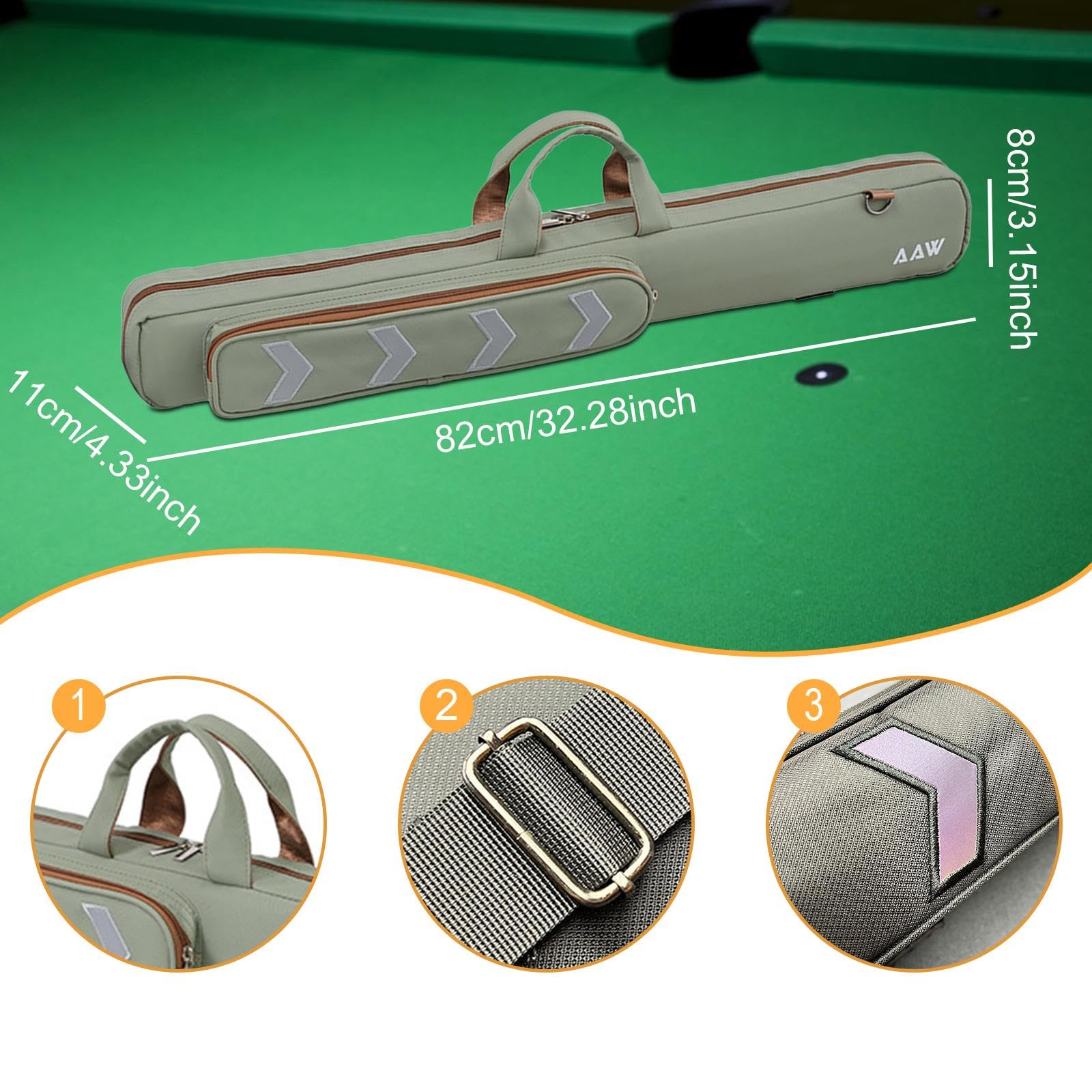 Billard Queuetasche mit Zubehörfach und Griff f