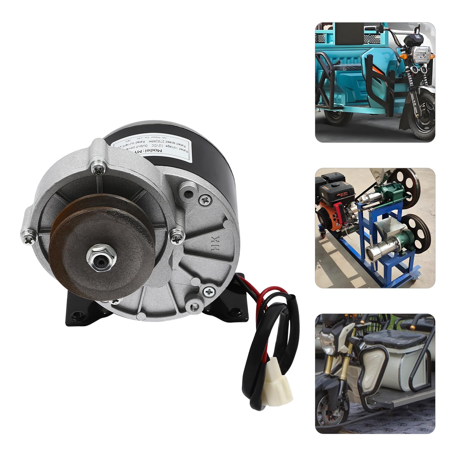 Moteur électrique de 250 W avec réducteur - Moteur électrique puissant avec poulie - Vitesse de rotation : 300 tr/min - Pour scooters, machines de sciage, etc.