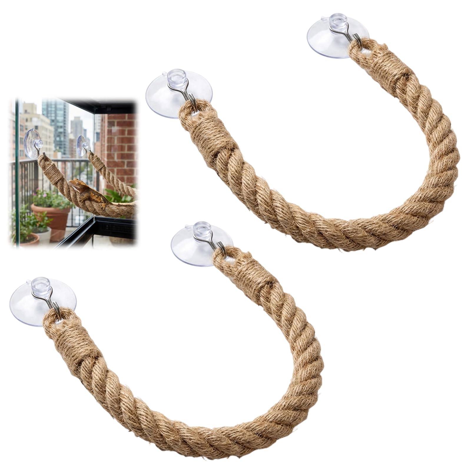 Gecko Tank Accessories, Reptile Accessories for Terrarium Setup and Habitat Enrichment, Crested Gecko Tank Accessories with Durable Rope Construction, Two-Piece Set for Climbing Activities and Multi-S