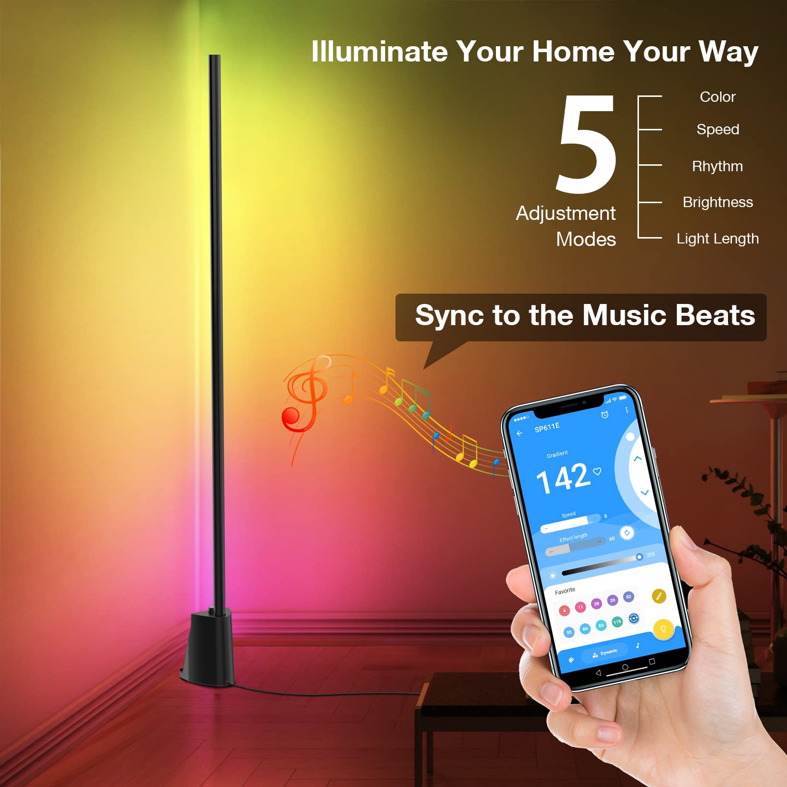 フロアライト RGB変色 フロアランプ LEDフロアスタンド 音楽連動 間接