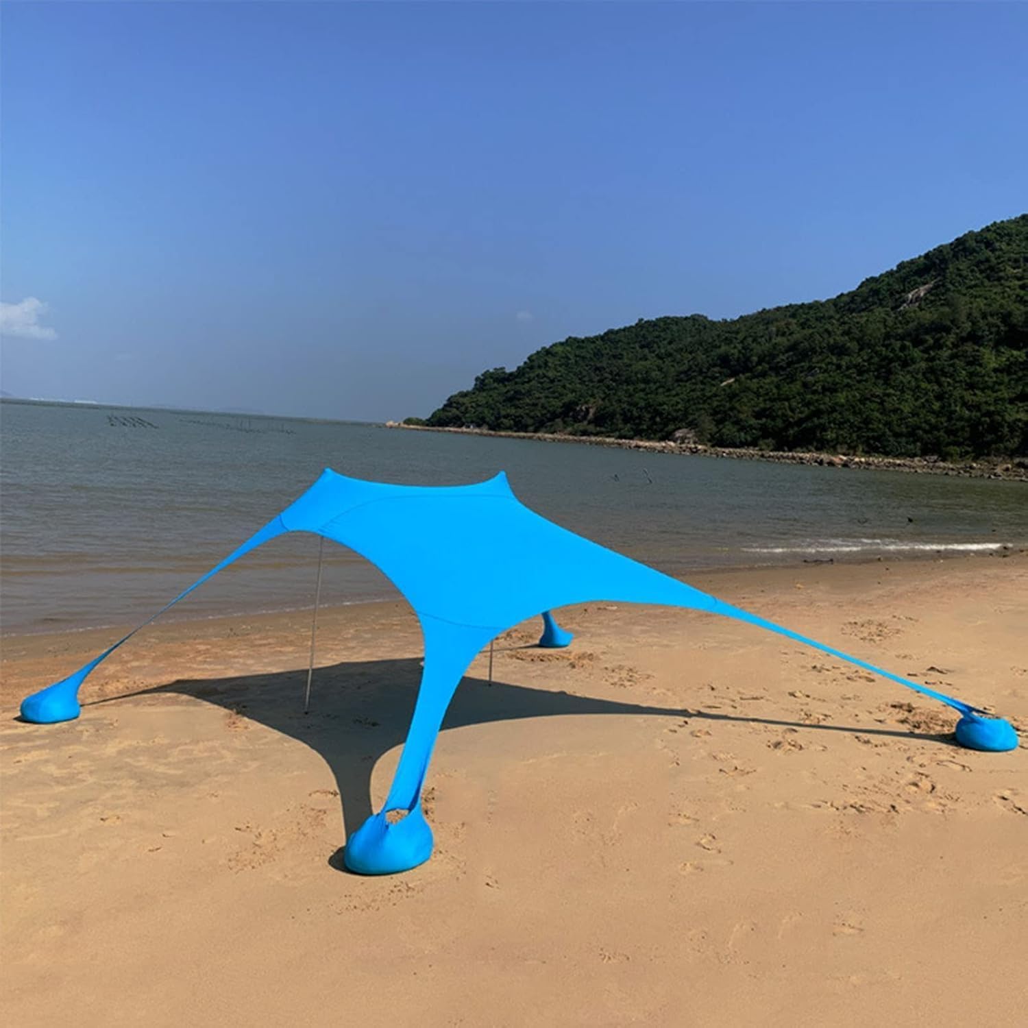 Tente d'ombrage en - 210 x 150 x 170 cm - avec Sac de Sable - Protection avec Sac de Sable - Ancre pour Plage, Pique-Nique, pêche, Camping
