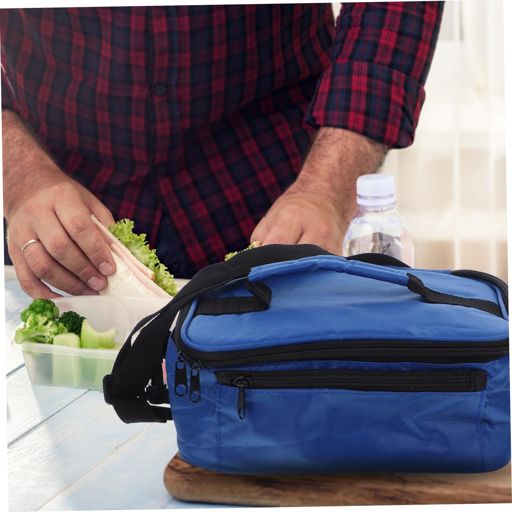 Luxshiny Bolsa Térmica para Almuerzo y Calefacción 12v Coche, Tamaño Compacto, Oxford Resistente, Calentador Eléctrico Uniforme, para Viajes y Oficina, Bolsa Aislante Portátil Azul