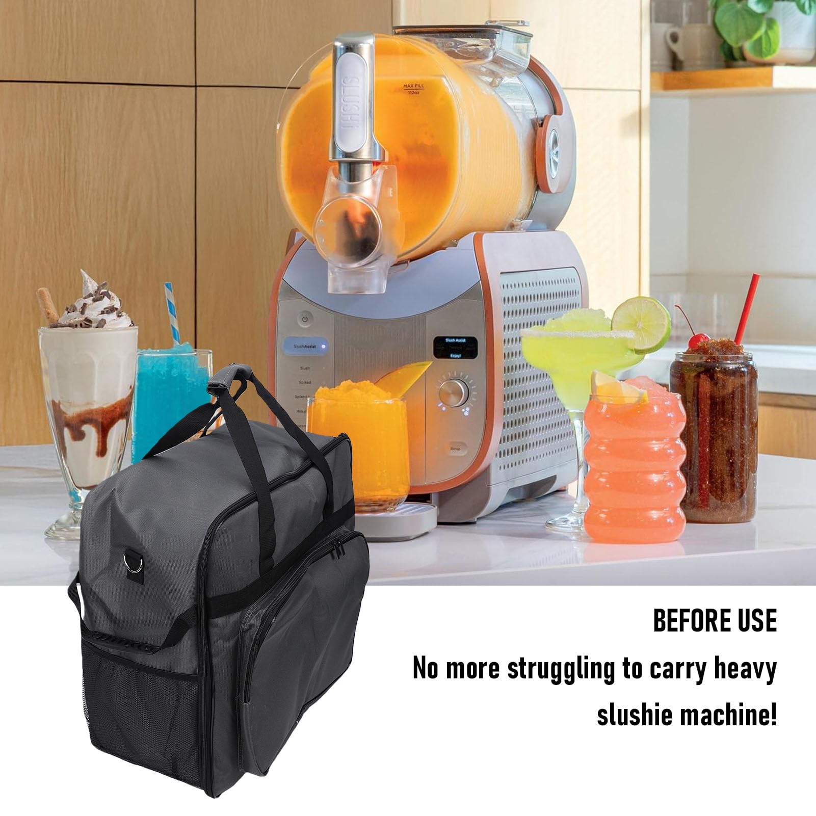 Bewinner SLUSHi Max FS605 Borsa da Trasporto per Granitore, Custodia Protettiva da Viaggio in Tessuto Oxford, Custodia Imbottita Impermeabile e Antistrappo per Feste all'aperto, Campeggio