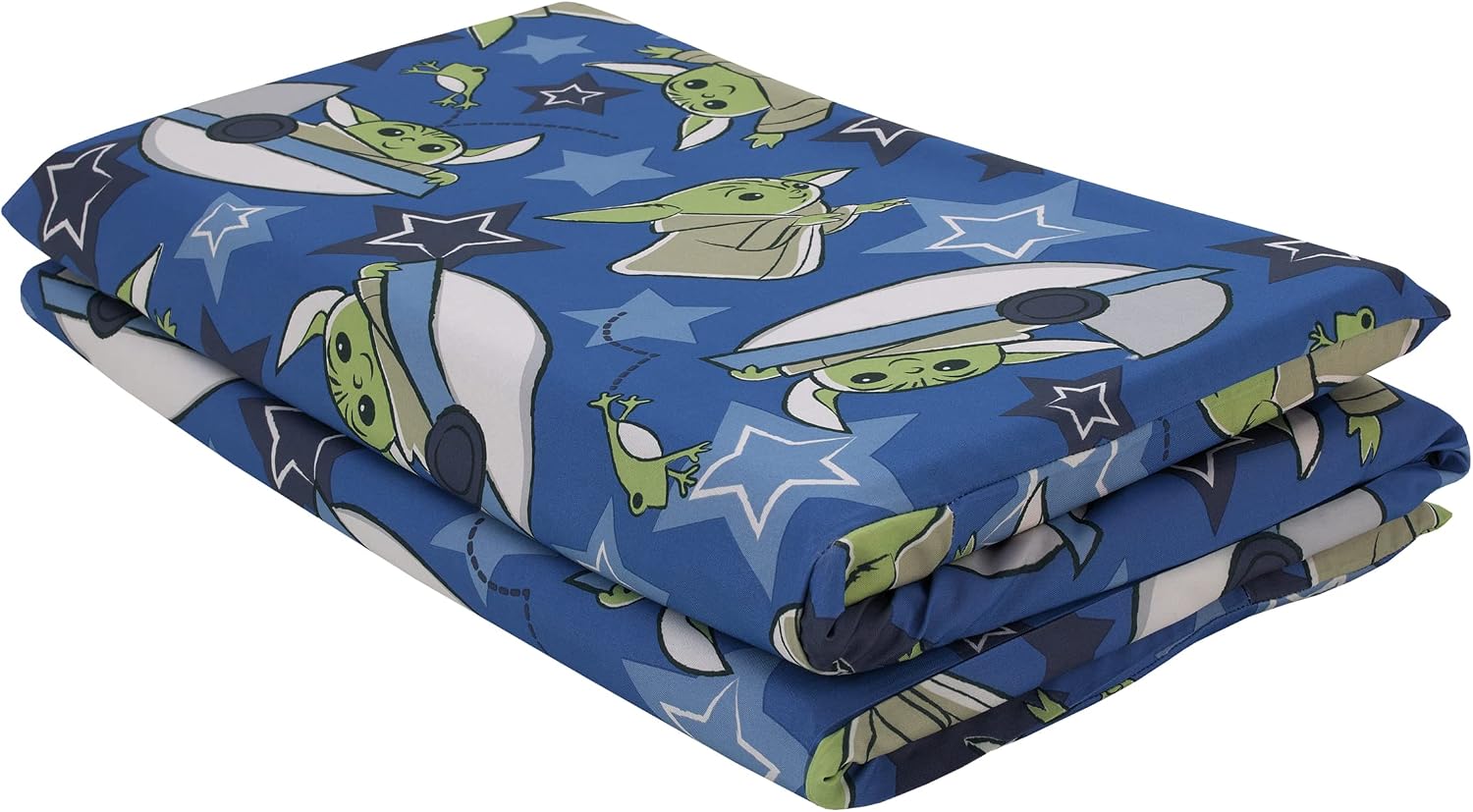 NoJo Star Wars The Child Cutest in The Galaxy Blue, Green and Gray Grogu, Hover Pod, and Stars Preschool Nap Pad Sheet (Pack of 2)