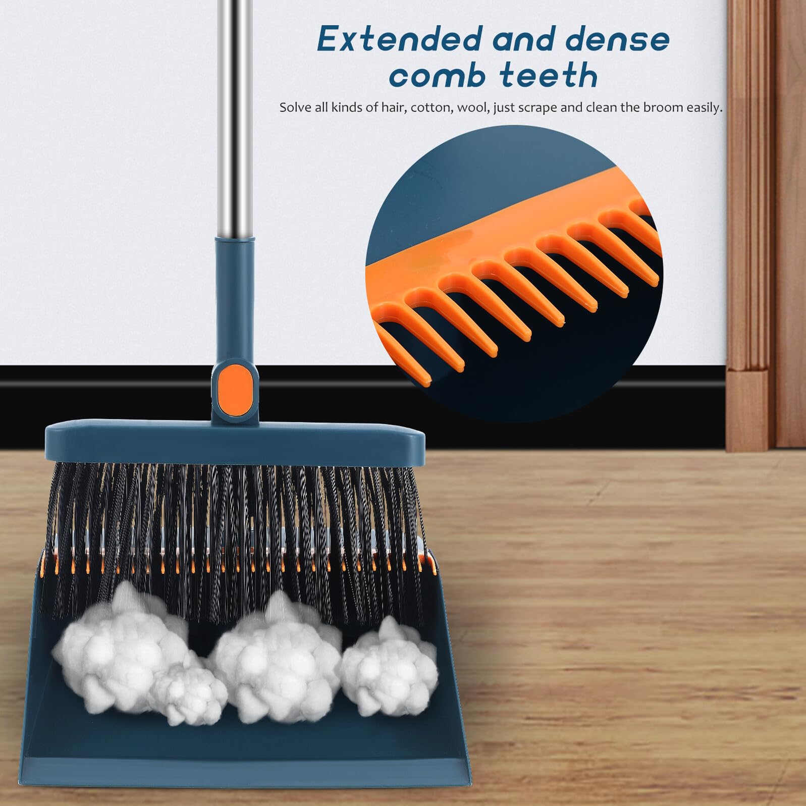 Klappbares Besen und Kehrschaufel Set mit Drehbarem Besen Platzsparend und Robust Effektive Reinigung für Haushalt Küche und Schwer Zugängliche Ecken Langlebiges Set in Blau