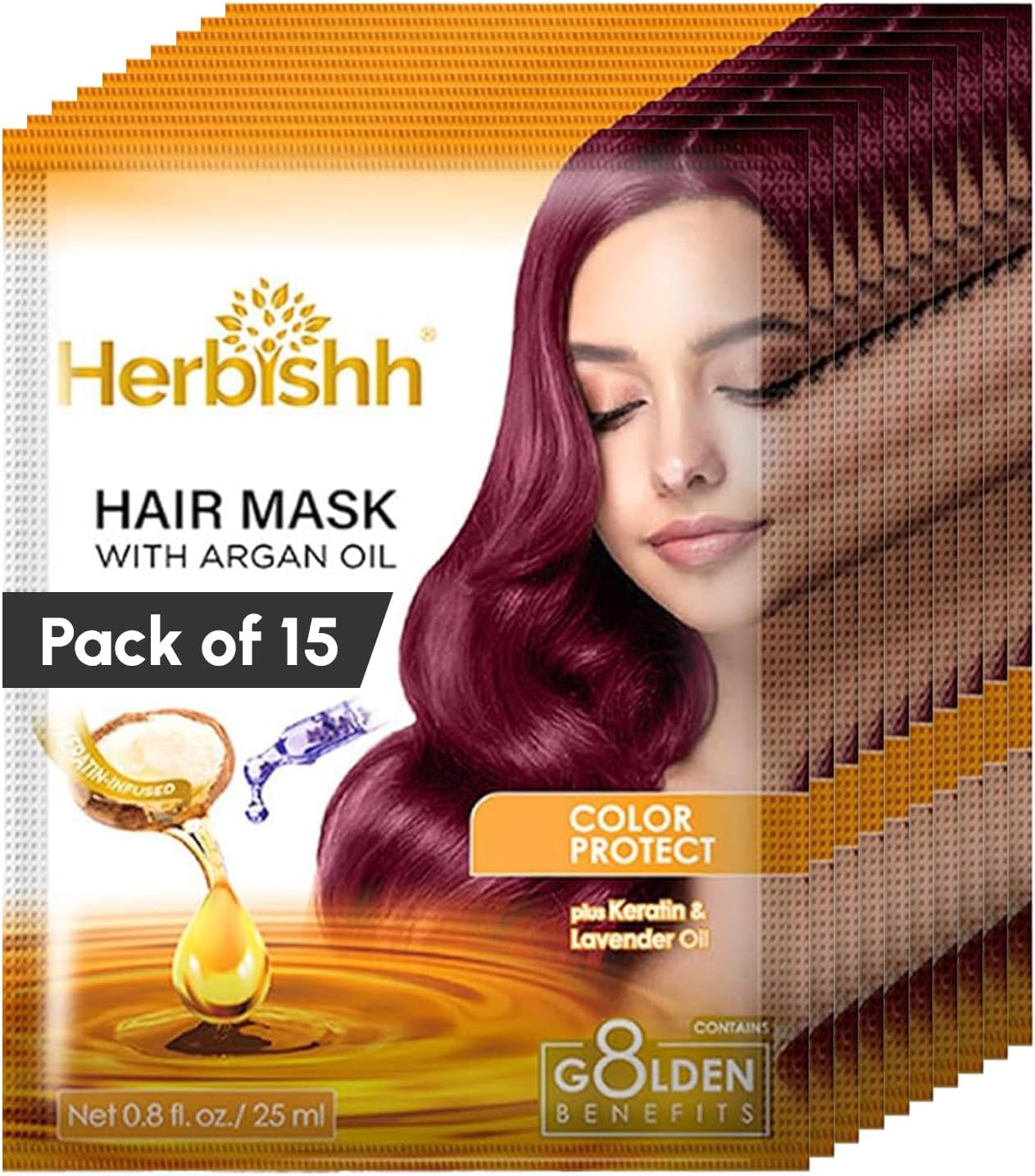 Argan Hair Mask - Deep Conditioning & Hydration 25ml x 15 Pouches for Healthier, Nourished Hair | No Sulphates, No Parabens | Travel-Friendly Pack
