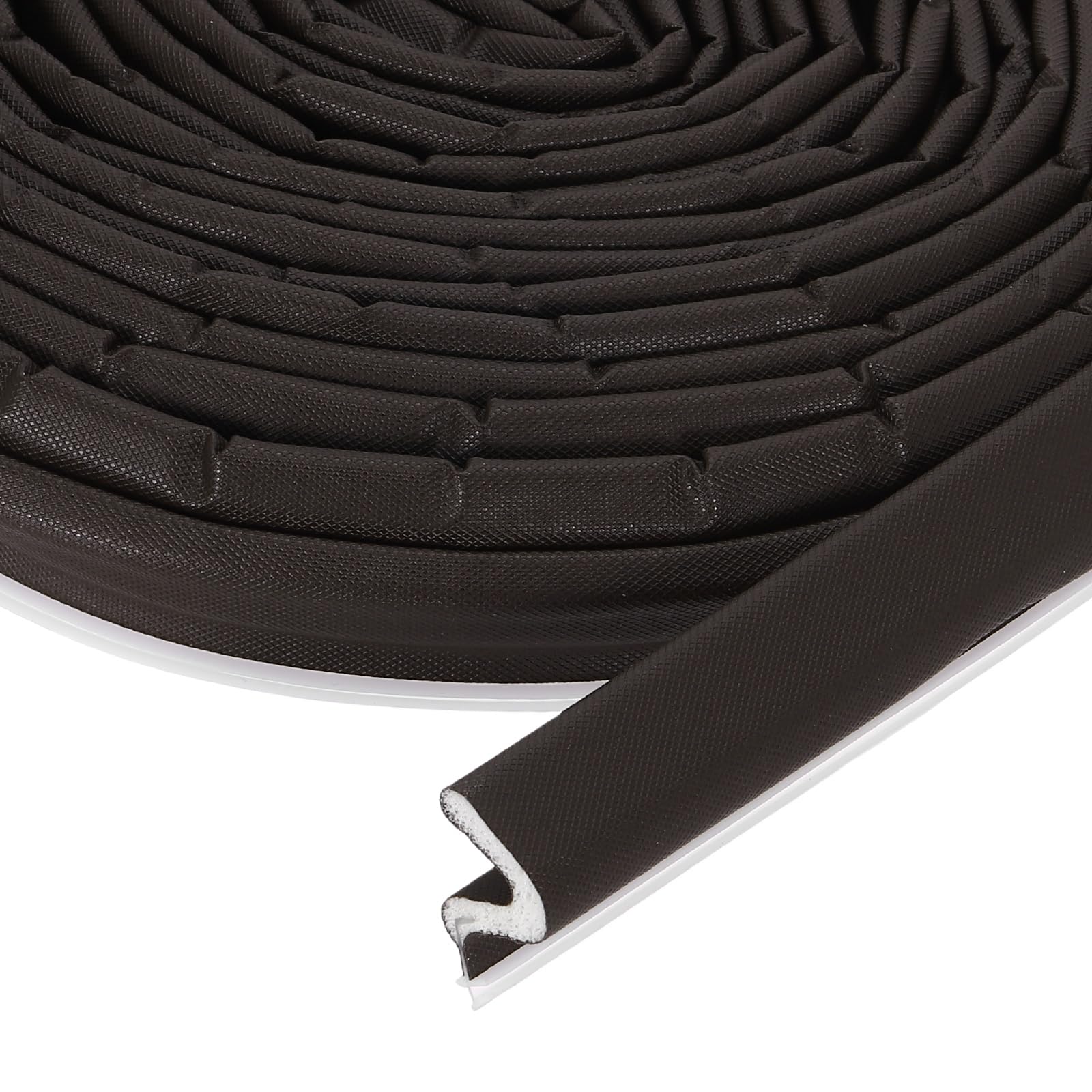 sourcing map Weather Stripping Door Seal, 29 ft Foam Kerf Weather Strips V-Shape Soundproofing Exterior Door Frame Seal Strip for Large Gap (Brown Cover/White Foam)