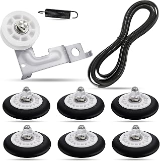 Dryer Drum Roller Repair Kit, Fit for Ken-more 79681072310 79680512900 79681583410 79681382410 79661522210 79681073310 79681962710, 4581EL2002C Drum Rollers, 4400EL2001A Belt, 4561EL3002A Idler Pulley