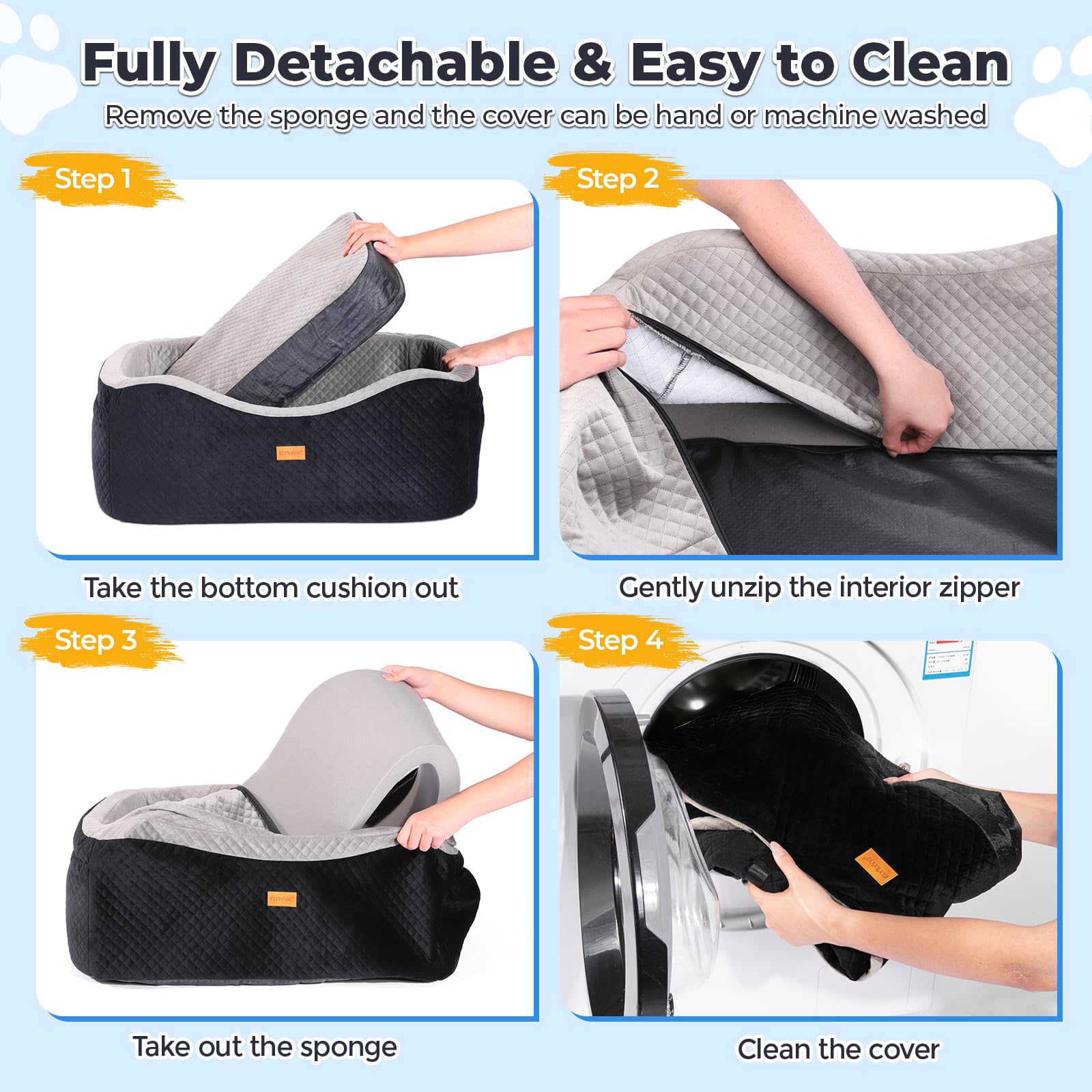 Asiento de coche para perros grandes de hasta 60 libras o 2 perros pequeños con espuma viscoelástica de 4 pulgadas, asiento trasero mediano para mascotas con cinturones de seguridad triples, correas