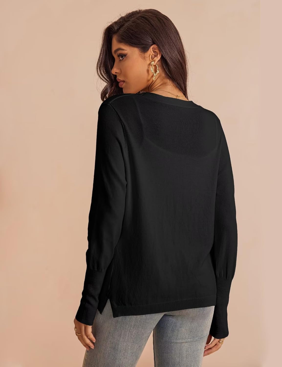 FOLUNSI Women‘s Caridgan Sweaters Casual Draped Open Front Cropped Caridgans Long Sleeve Lightweight Knit Sweater S-XL - Image 4