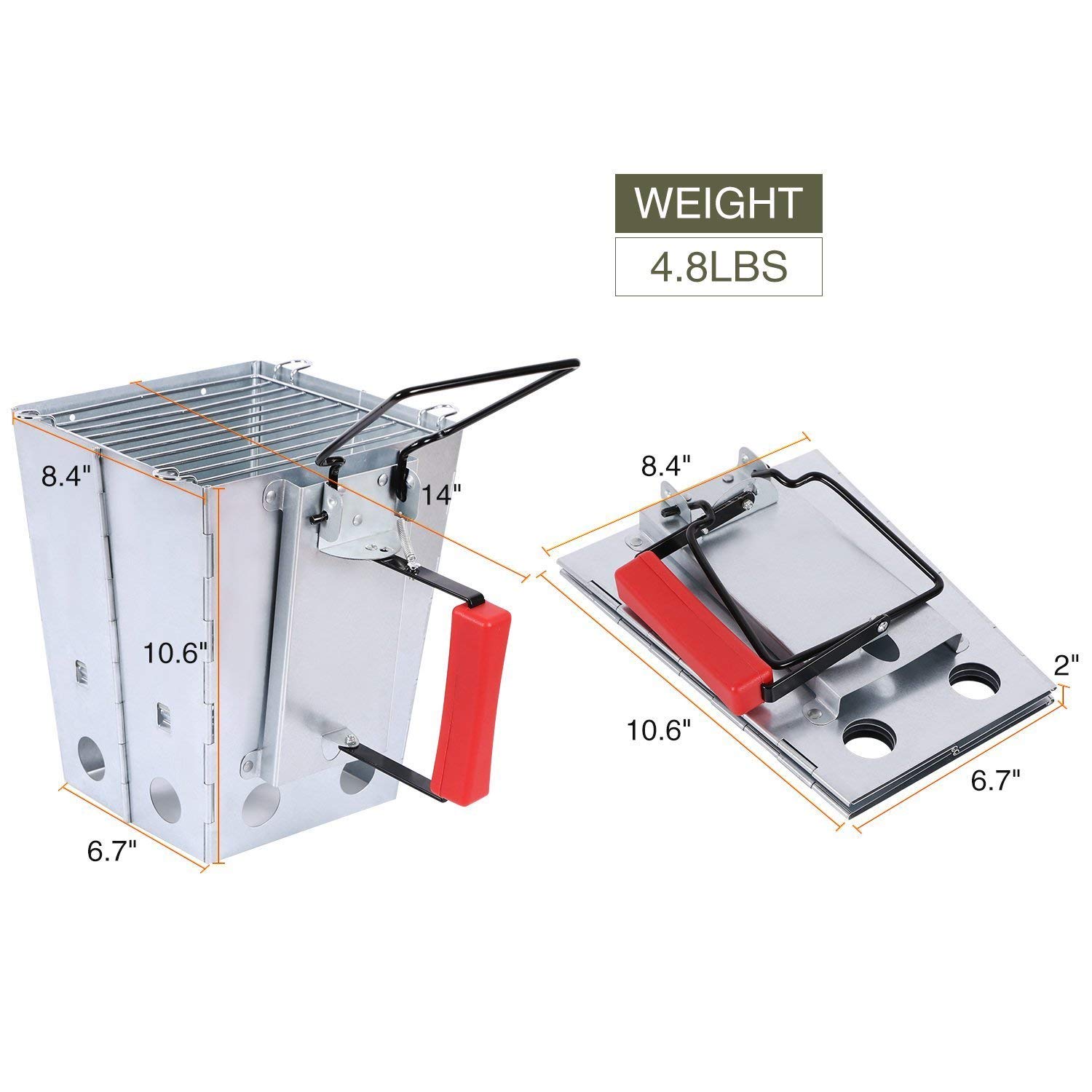 Chimenea de carbón Plegable Grande para Weber, Encendedor de carbón con asa, Juego de Parrillas para Acampar, Parrilla de pie para Acampar BBQ GrillOutdoo Smoke para Camping Picnics