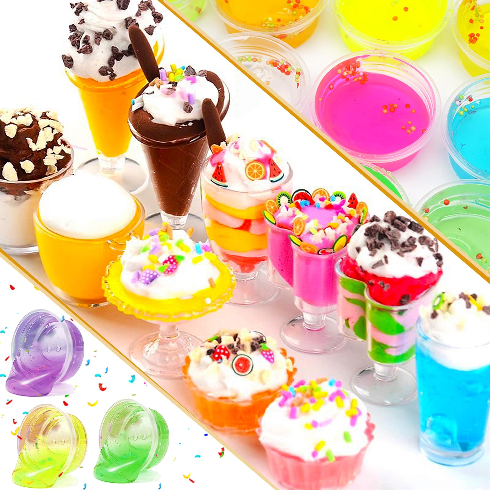 Purpledi Zestaw DIY Slime Kit do samodzielnego wykonania, 24 kolory kryształów, brokatowy szlam, proszek brokatowy Slime Charms i wiele więcej, do rzemiosła artystycznego, prezent dla dzieci (B