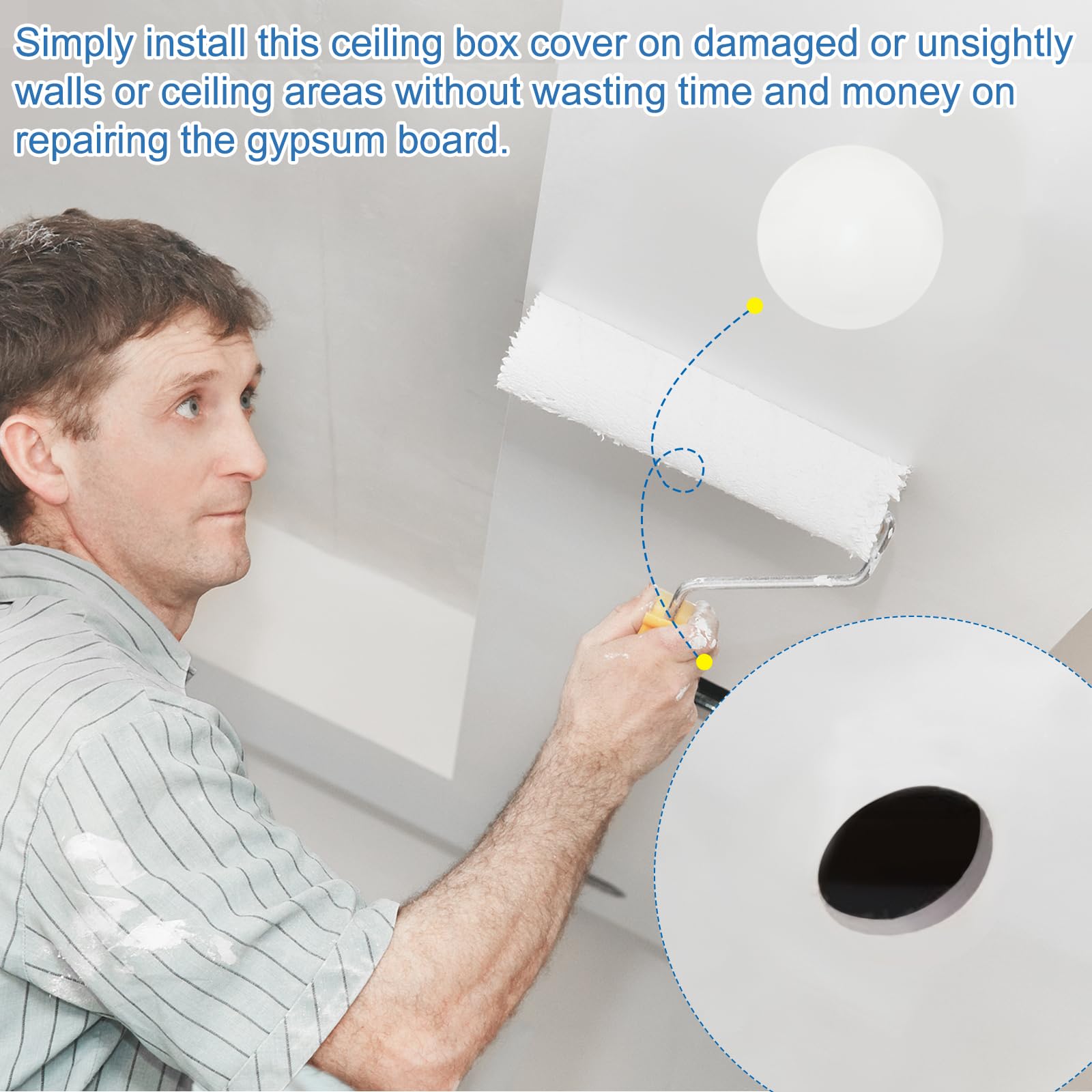 PATIKIL Paquete De 2 Placa De Cubierta De Agujero 230 mm / 9" Blanco | De Techo Con Resorte, De Diámetro, Para Agujeros De Downlight, Para Aberturas Redondas De 7-8.7" En Techos