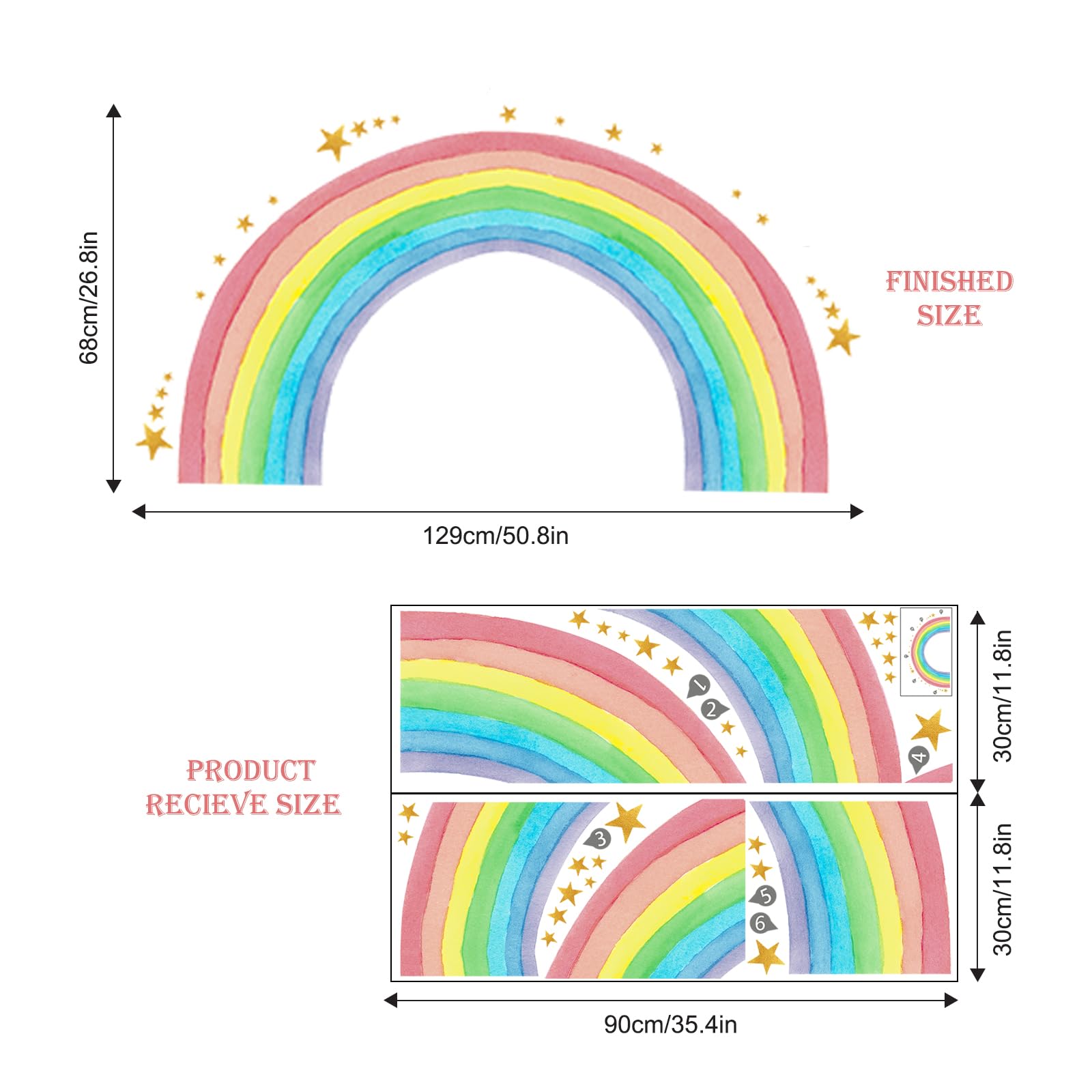 Supzone Grote regenboog wandstickers, muurschildering aquarel half regenboog wandstickers, peuterkamers, woonkamers, speelkamer, peuters. Bezoek de Supzone-winkel