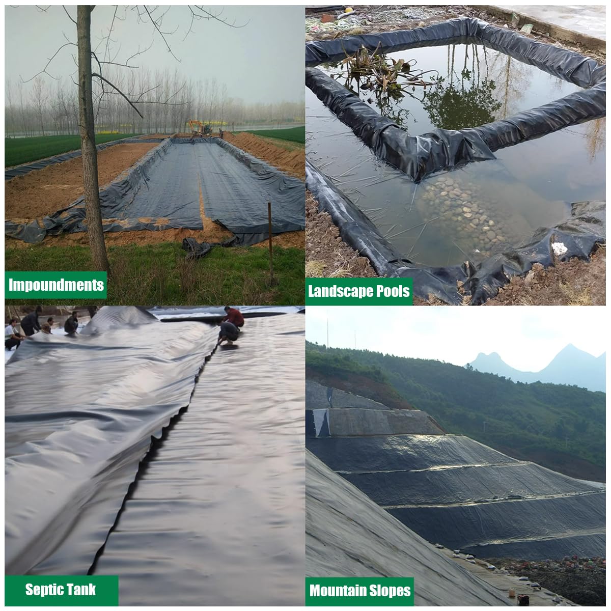 Nero Telo per Laghetto Spessore 0,2mm Rivestimento per Laghetti in HDPE, PVC Rivestimento per Laghetto con Fondo per Laghetto Grande Rivestimento per Laghetti Giardini(Size:8x8M(26x26ft))