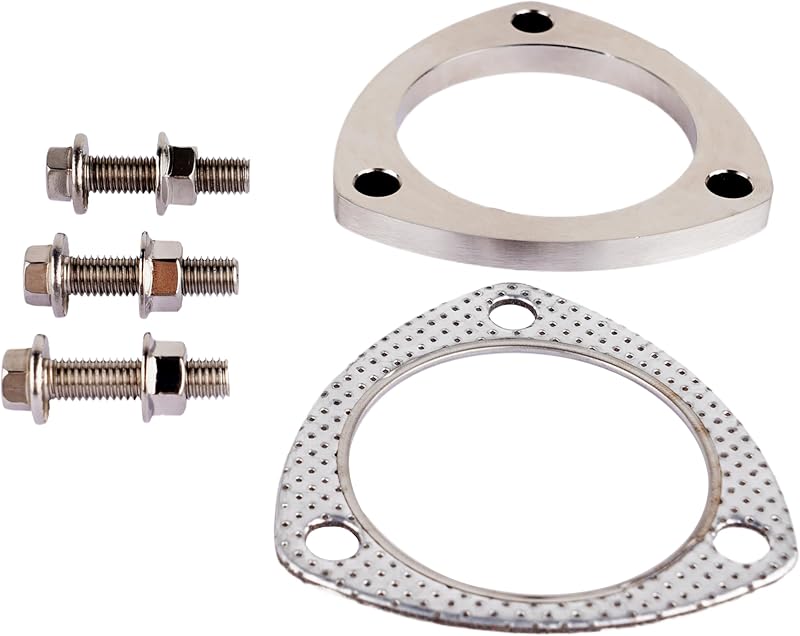 Flange de escapamento rwraps 3 polegadas com 3 furos, junta, parafusos e porcas – Kit