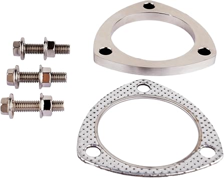 Rwraps 3 Inch 3 Bolt Exhaust Flange and Gasket,Stainless Steel Exhaust Flange with Flange Bolts and Nuts
