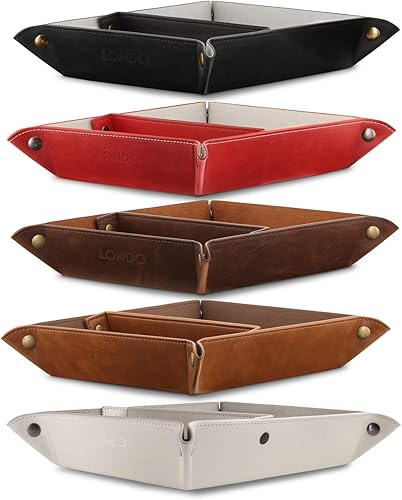 Miniatura 8 de Organizador de bandeja de cuero, práctico y ligero resistente al agua, caja de almacenamiento de escritorio para billeteras, relojes, llaves,