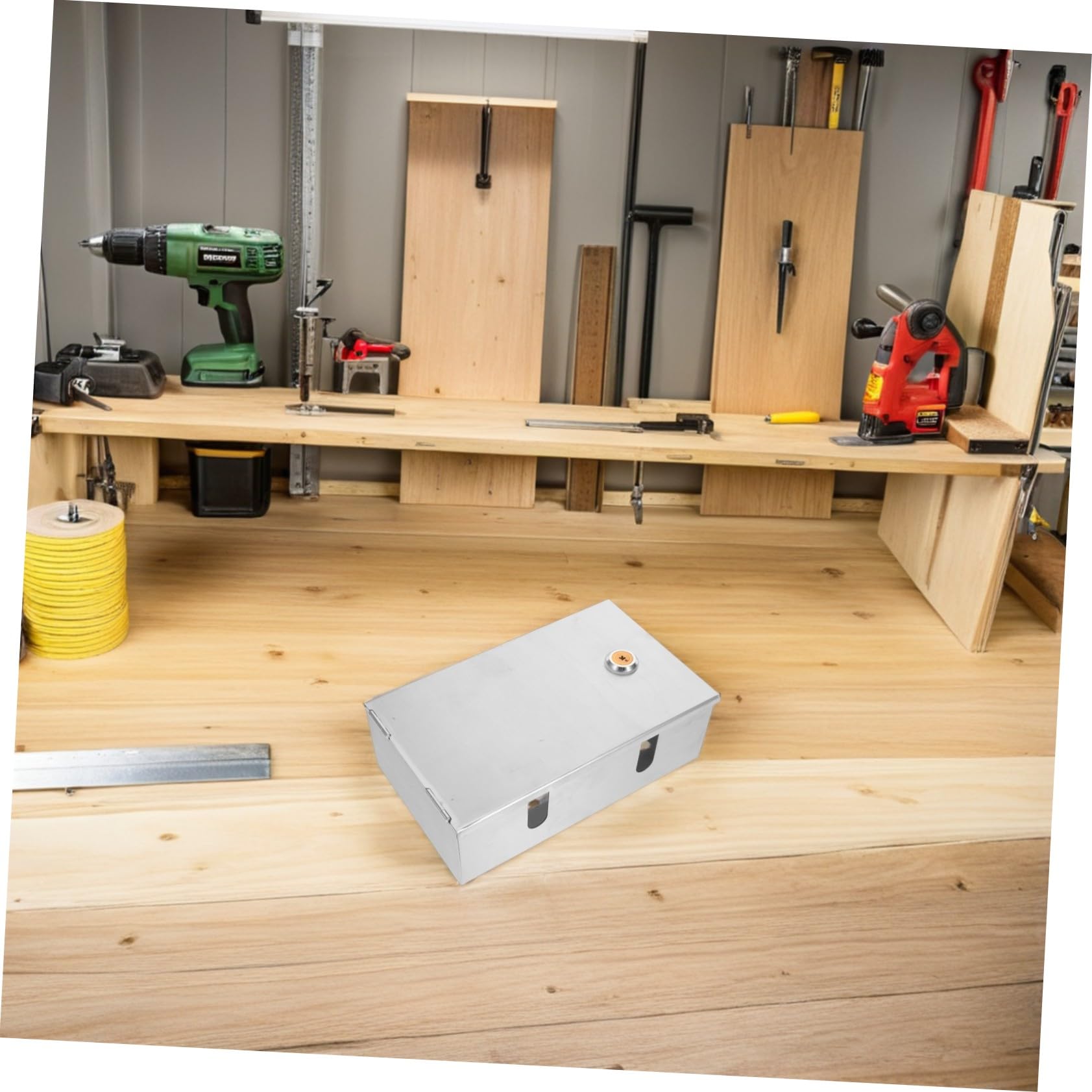 Cabilock Boîte à Prises Métallique Type Acier Inoxydable Boîtier de Protection Étanche et Verrouillable Anti-vol pour Prises Murales Intérieures et Extérieures